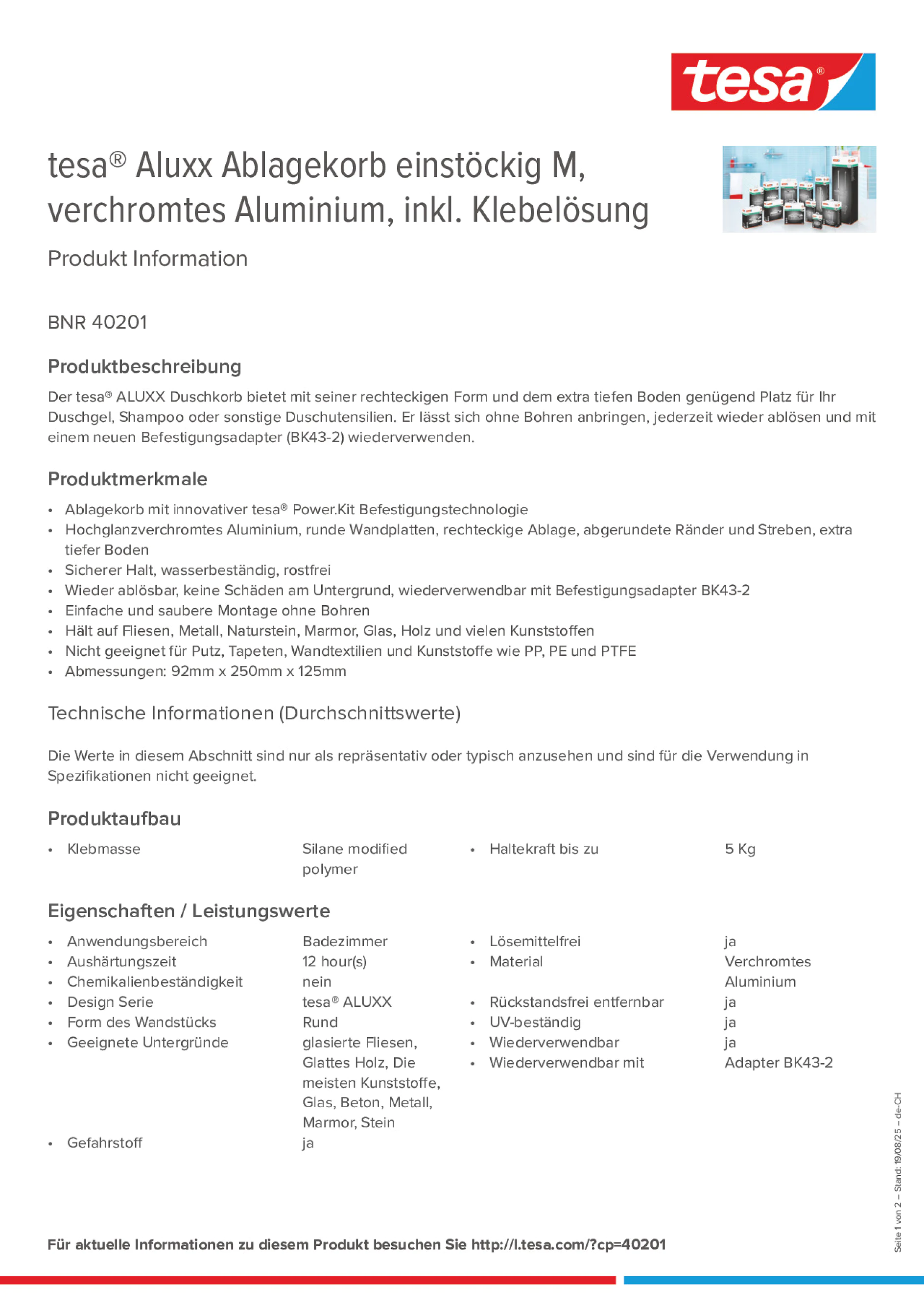 Product information_tesa® 40201_de-CH_fr-CH Product information_tesa® 40201_de-CH_fr-CH