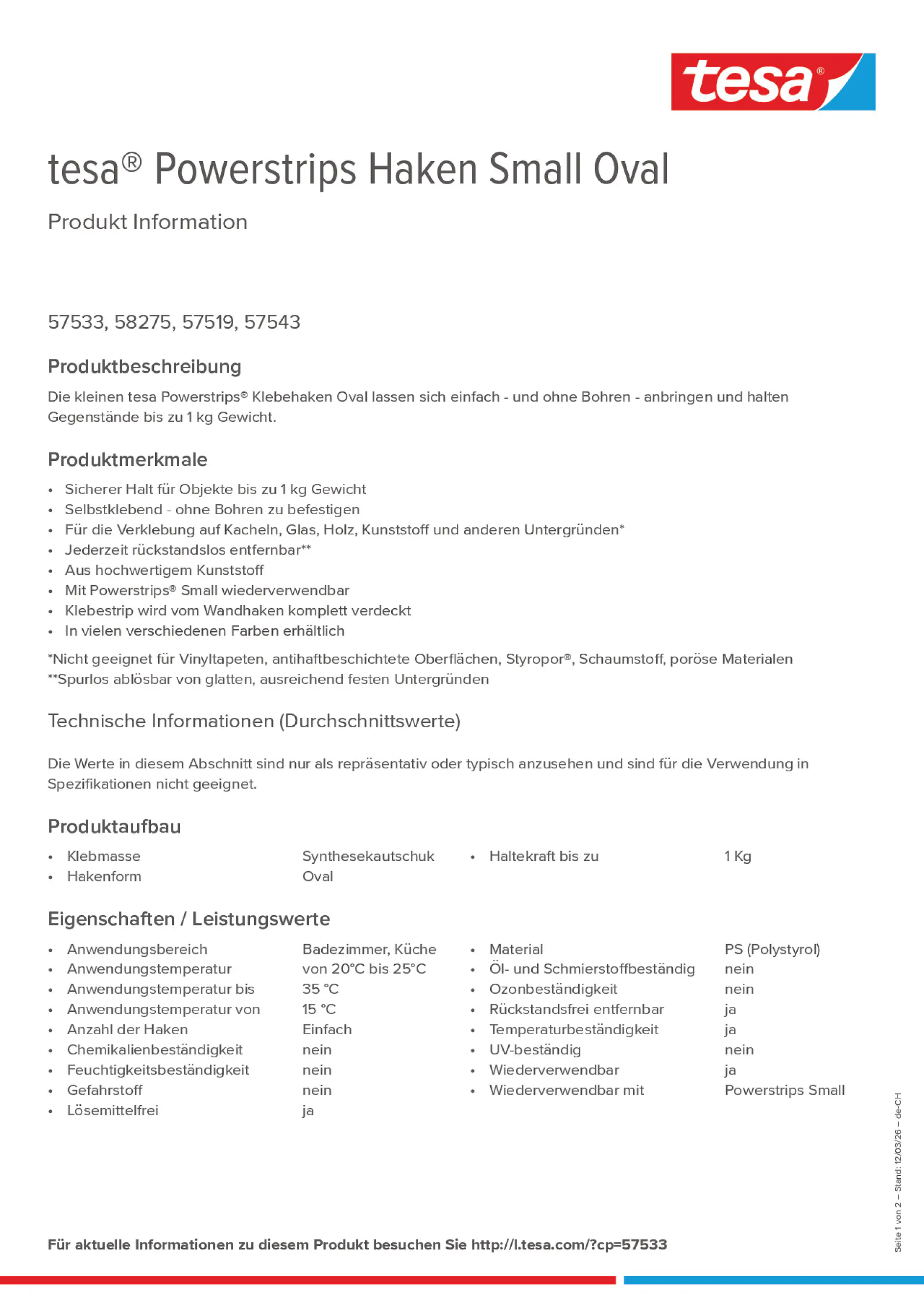 Product information_tesa® Powerstrips 57519_de-CH_fr-CH