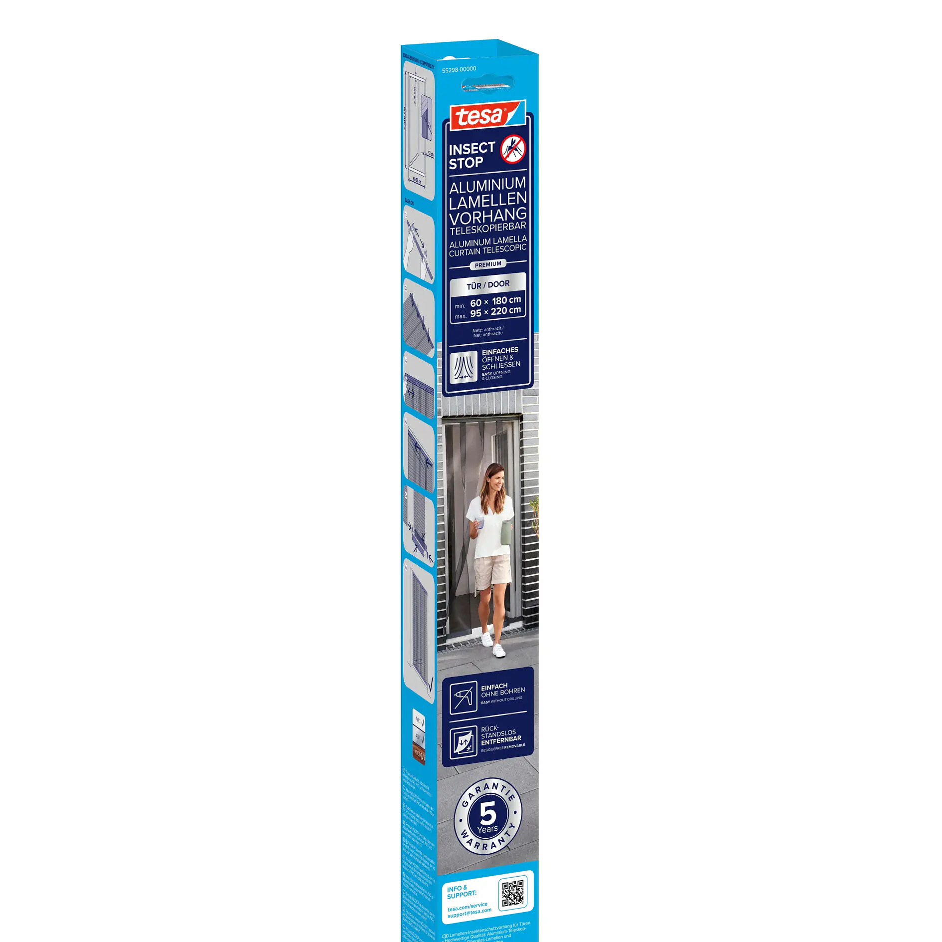 tesa direct spray adhesive for mounting and laminating, packaging showing product details and usage instructions, indoor setting (This text has been generated by AI)
