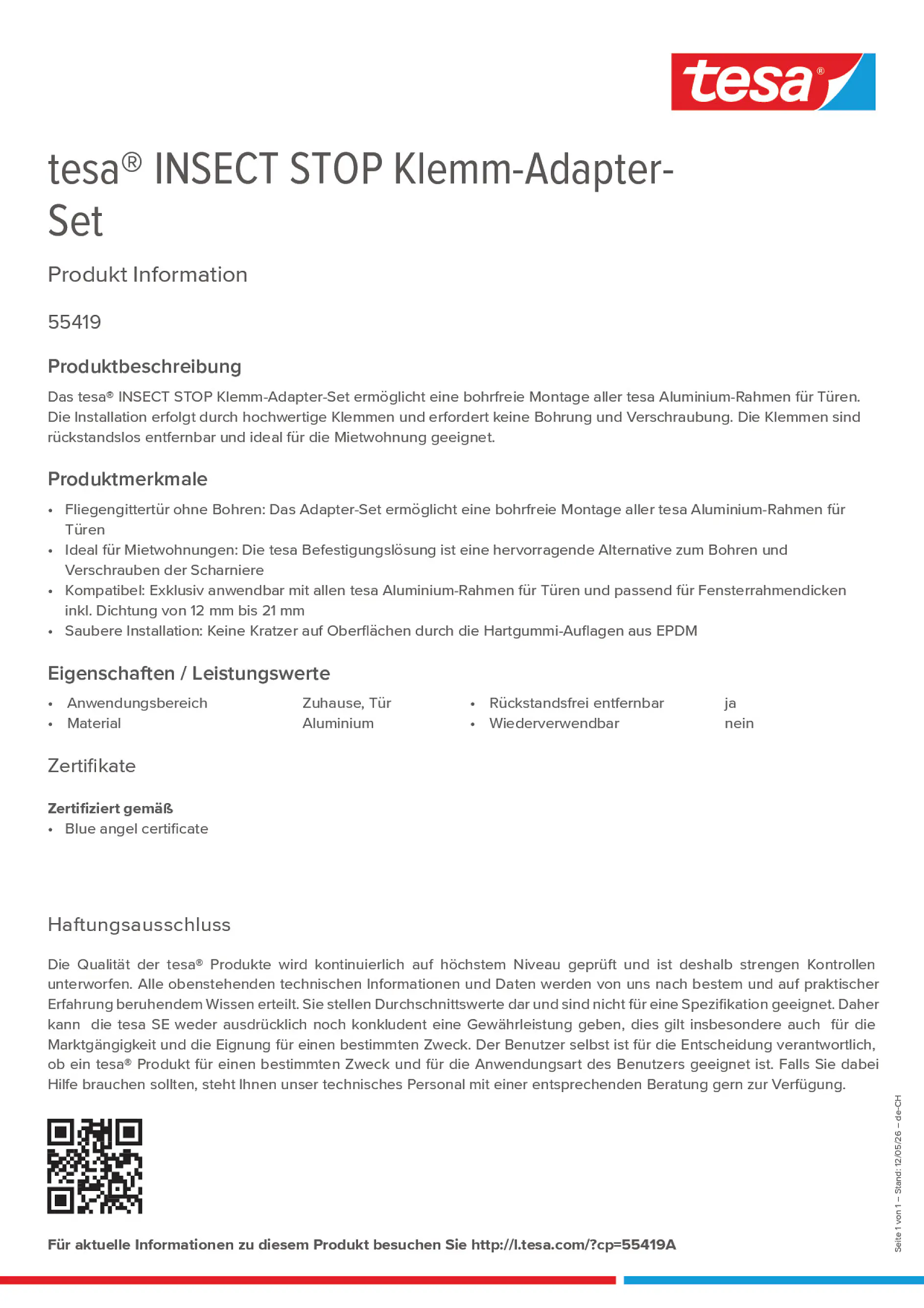 Product information_tesa® 55419A_de-CH_fr-CH_it-CH