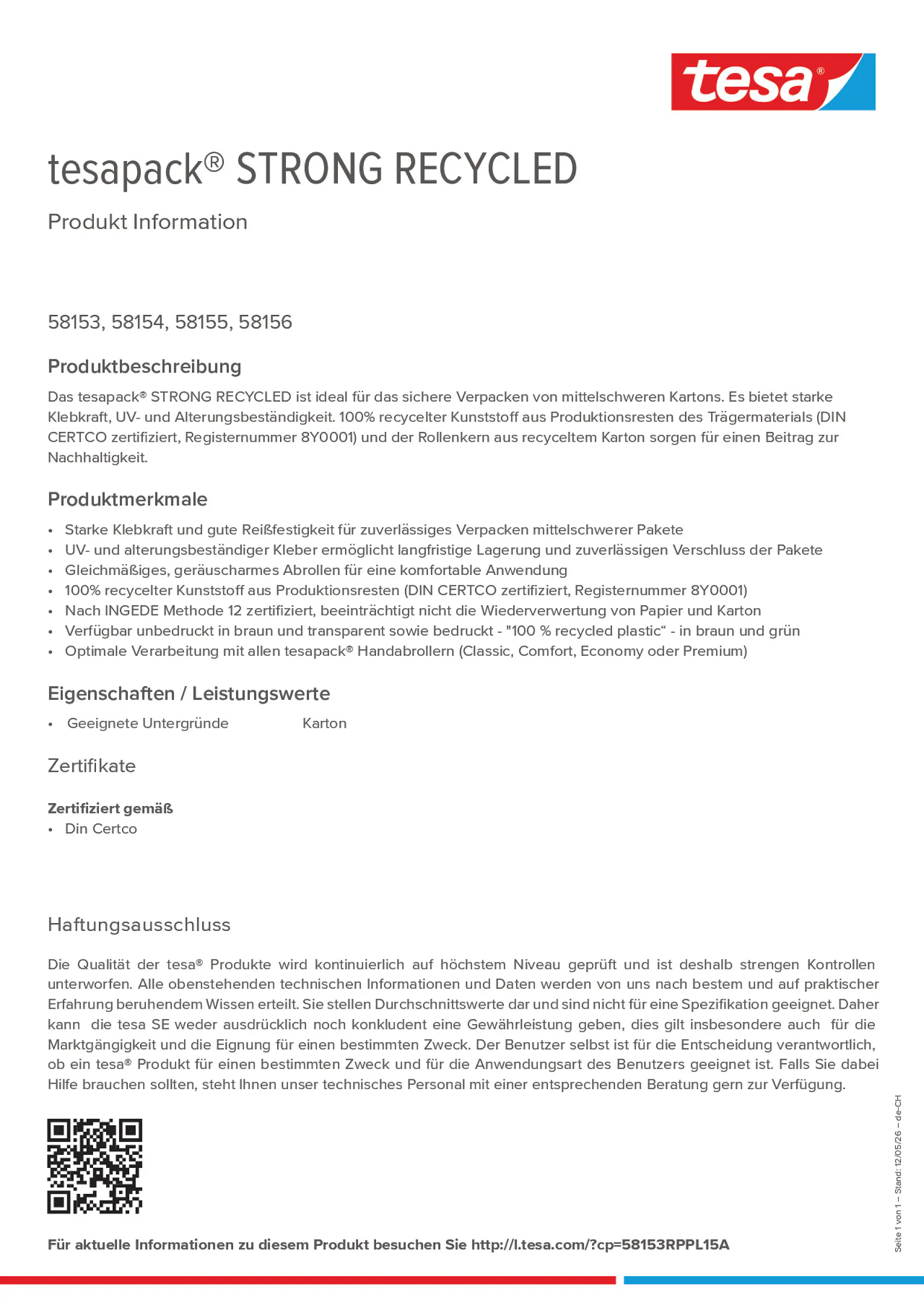 Product information_tesapack® 58153RPPL15A_de-CH_fr-CH_it-CH