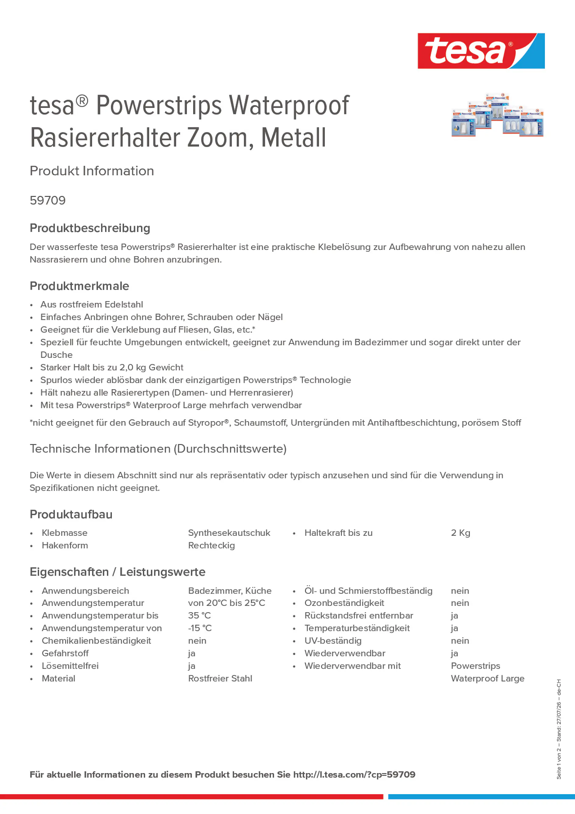 Product information_tesa® Powerstrips 59709_de-CH_fr-CH_it-CH
