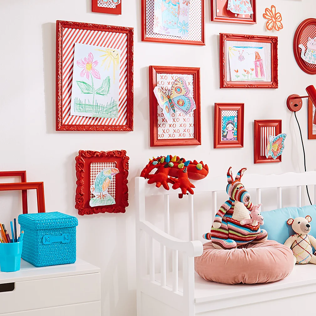 Colour themed art wall for children