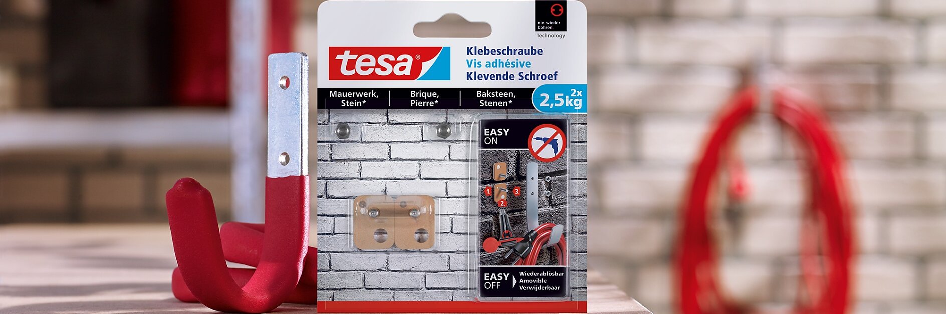 How to use the tesa® Adhesive Screw Rectangular for Brick & Stone 2.5kg.