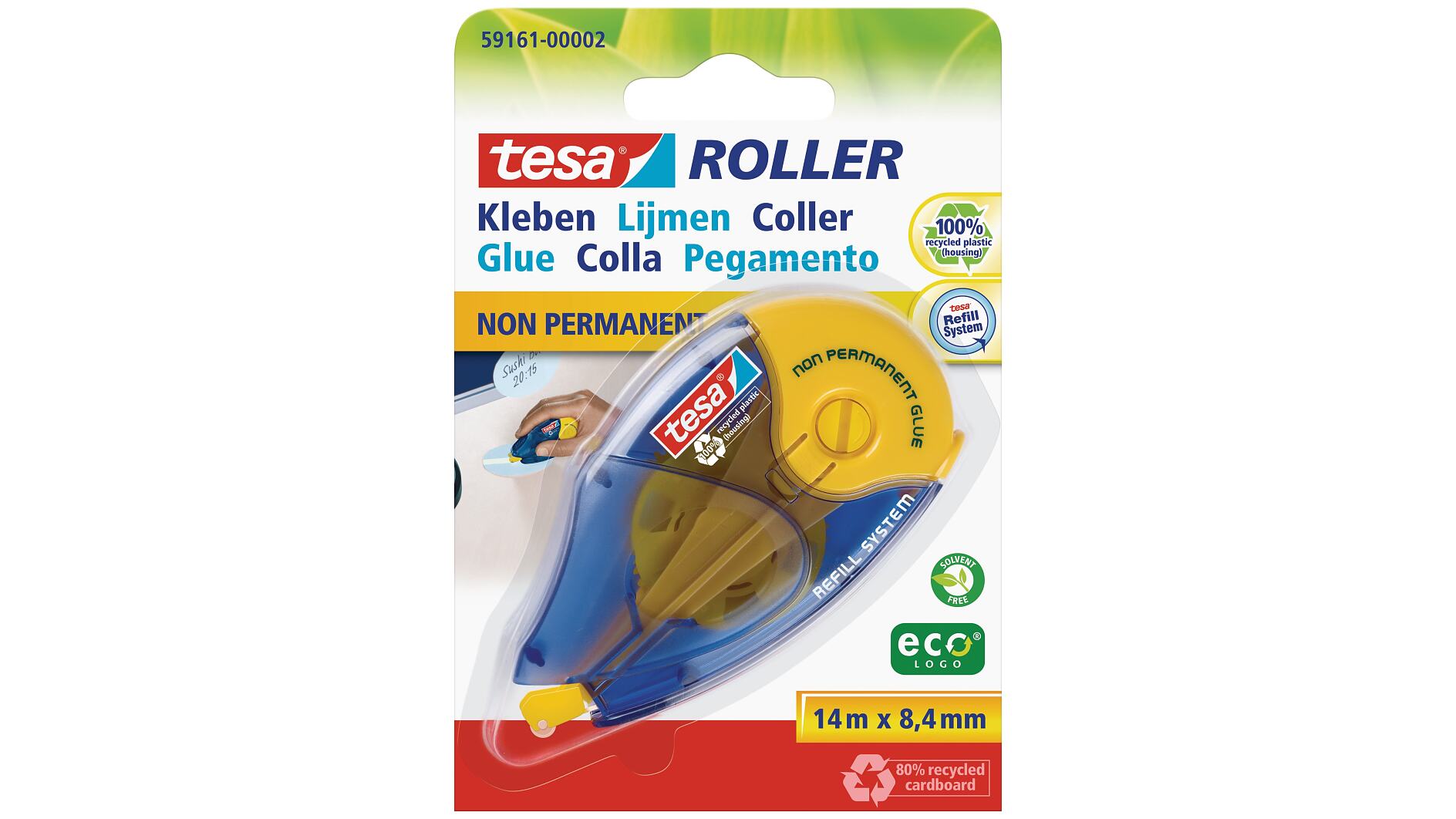 tesa® Roller Colle non-permanente ecoLogo® - tesa