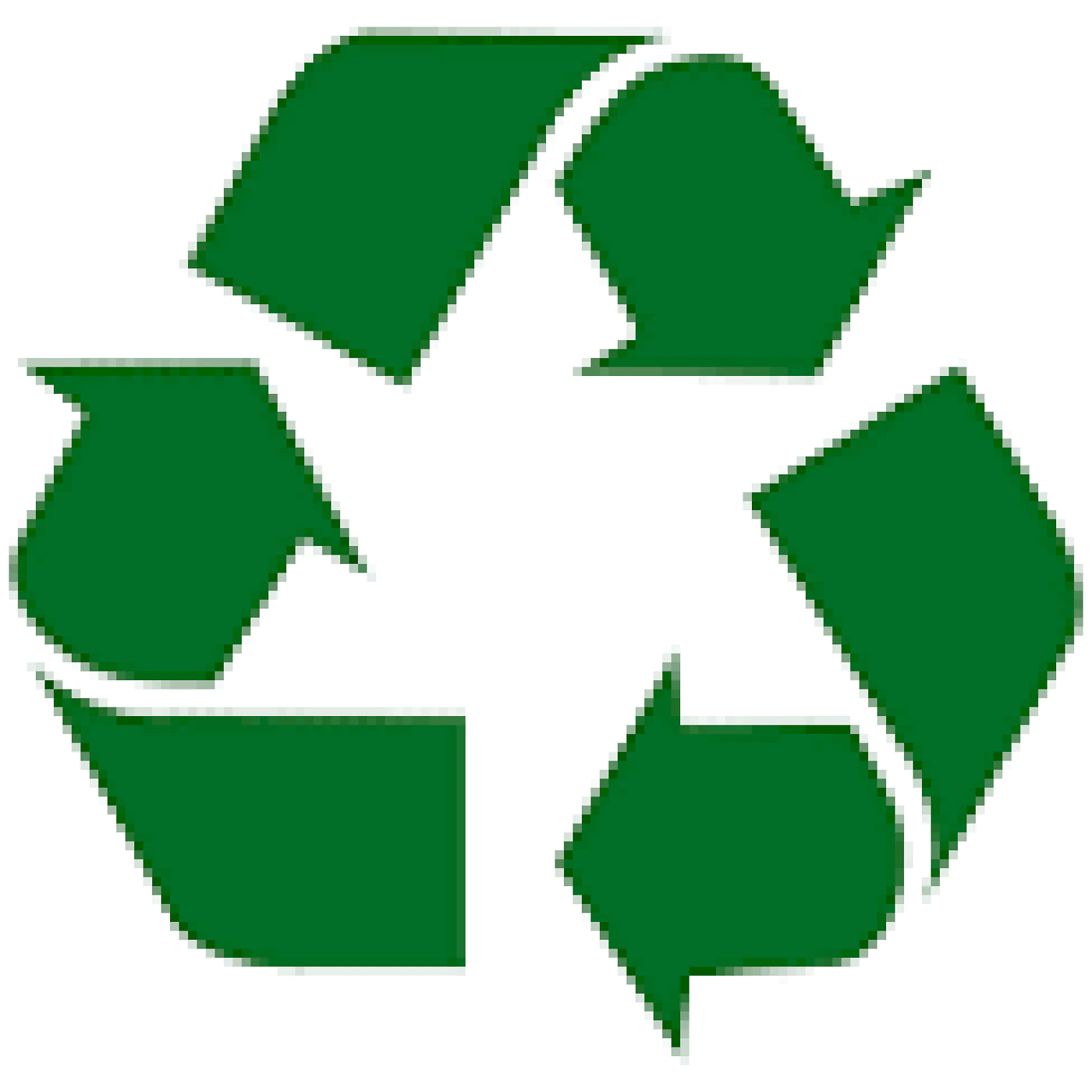 Un symbole de recyclage vert composé de trois flèches formant un triangle, chaque flèche se courbant vers la suivante, indiquant un processus de recyclage continu. (This text has been generated by AI)