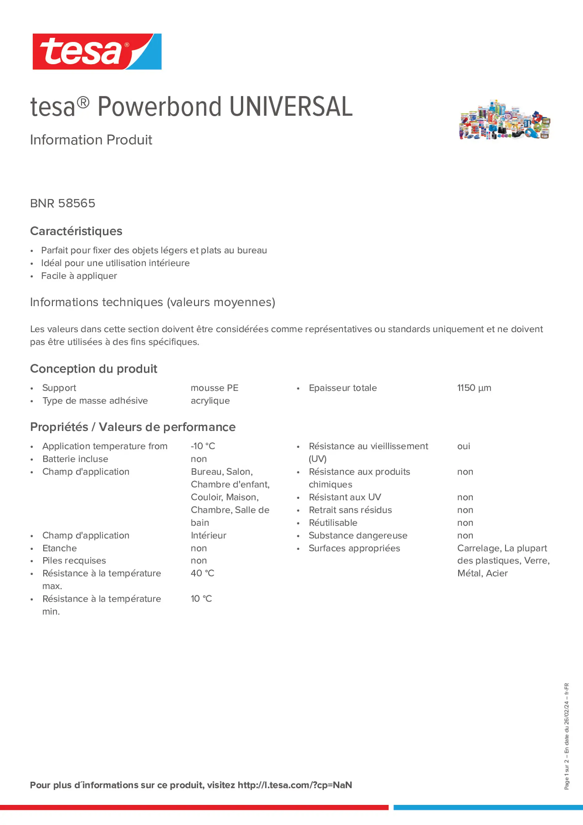 Product information_tesa® Powerbond 58565_fr-FR