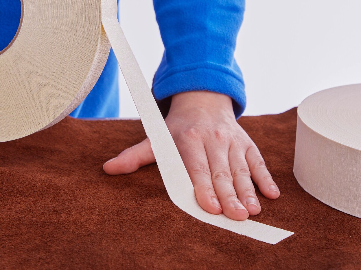 tesa 4974 double sided tape fabric backing suede leather step1of2