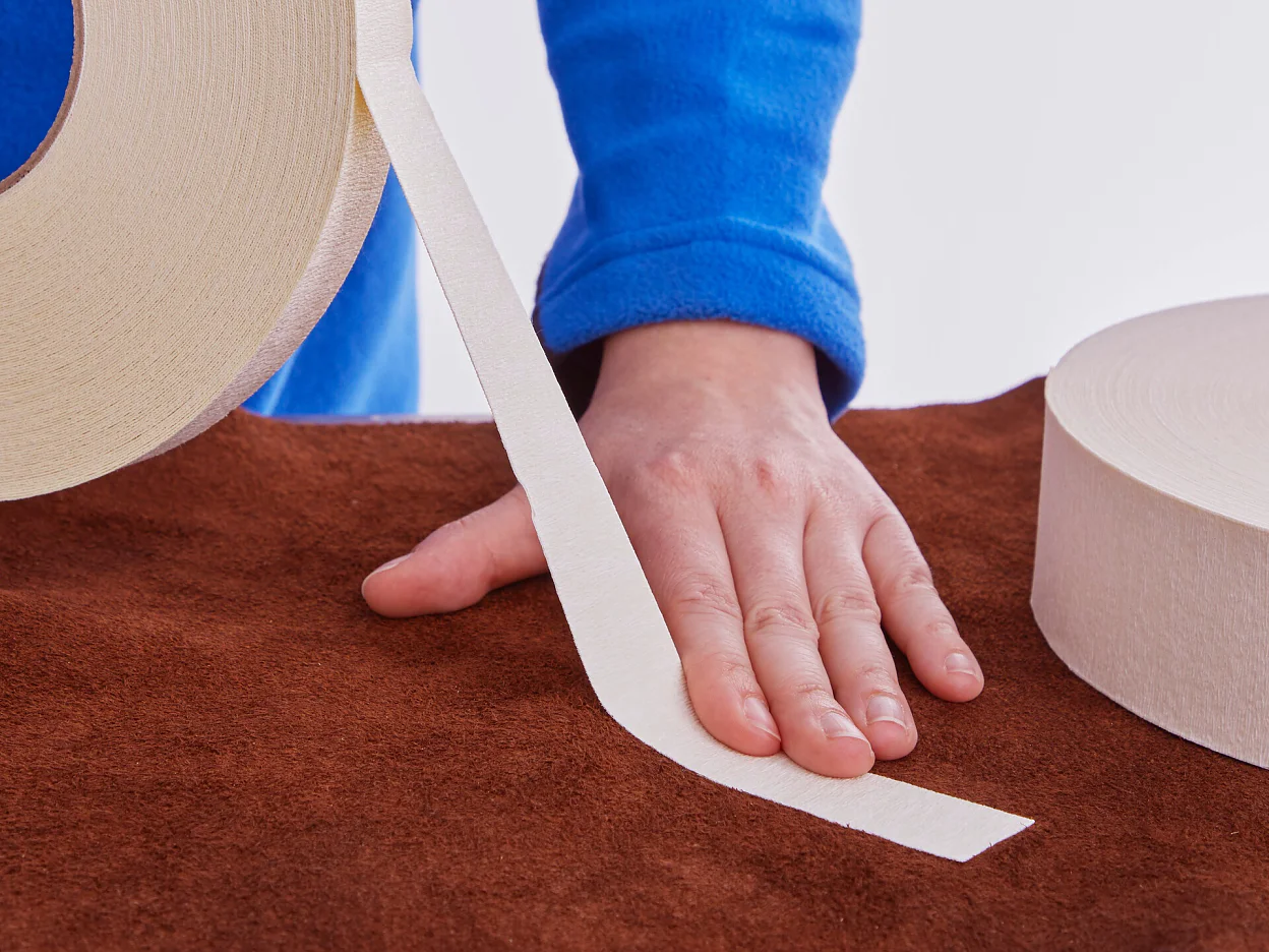 tesa 4974 double sided tape fabric backing suede leather step1of2