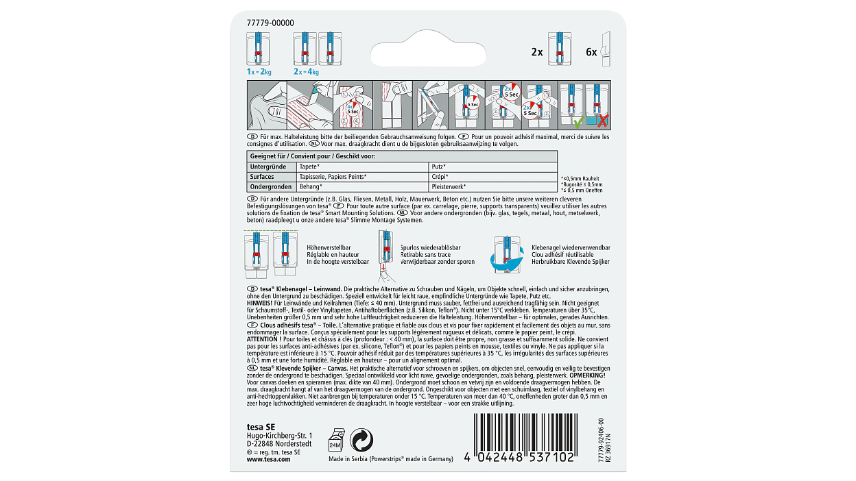 [en-en] tesa Smart Mounting System Adhesive Nail - Canvas 2kg Wallpaper