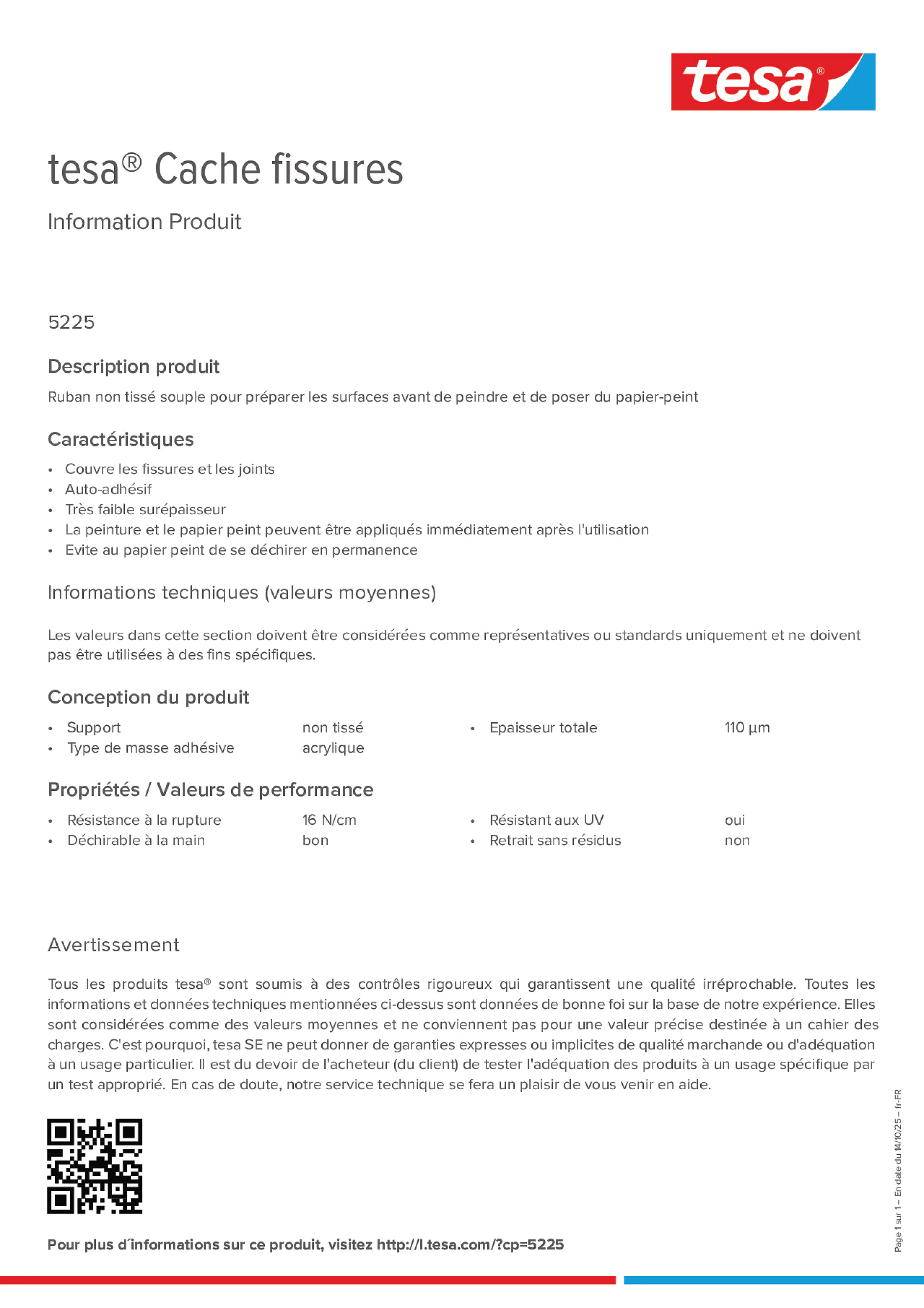 Product information_tesa® 05225_fr-FR Product information_tesa® 05225_fr-FR