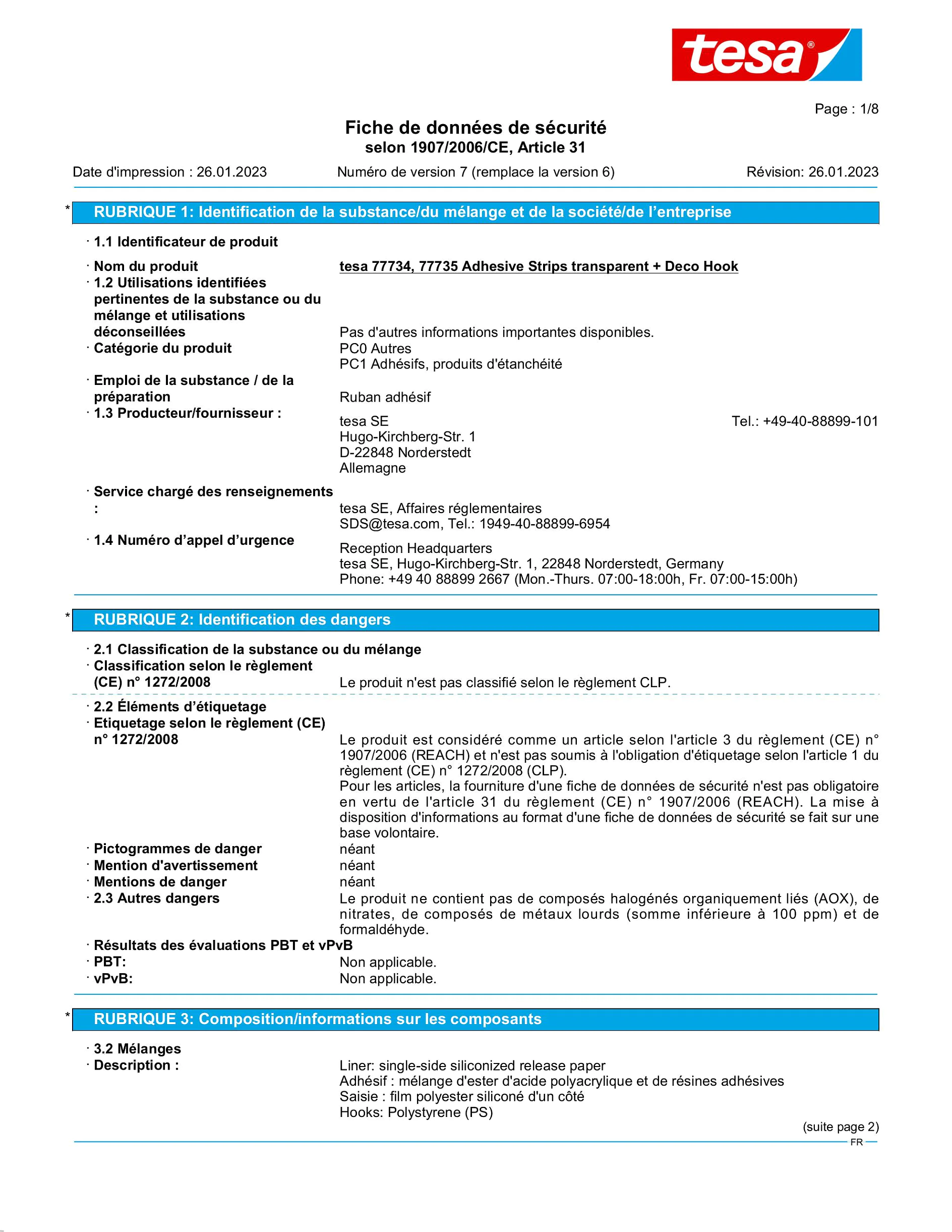Safety data sheet_tesa® 77734_fr-FR_v7