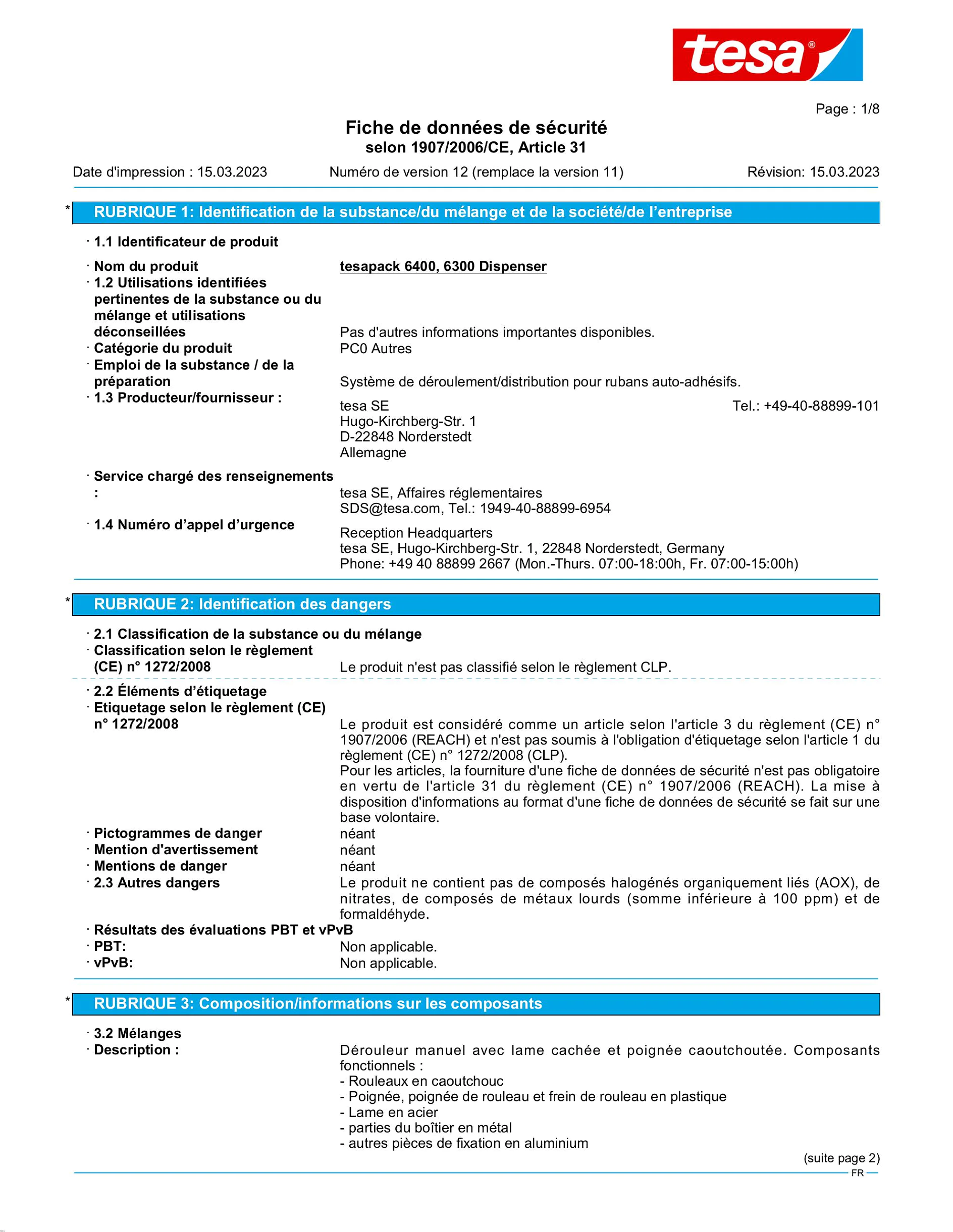 Safety data sheet_tesapack® 06400_fr-FR_v12