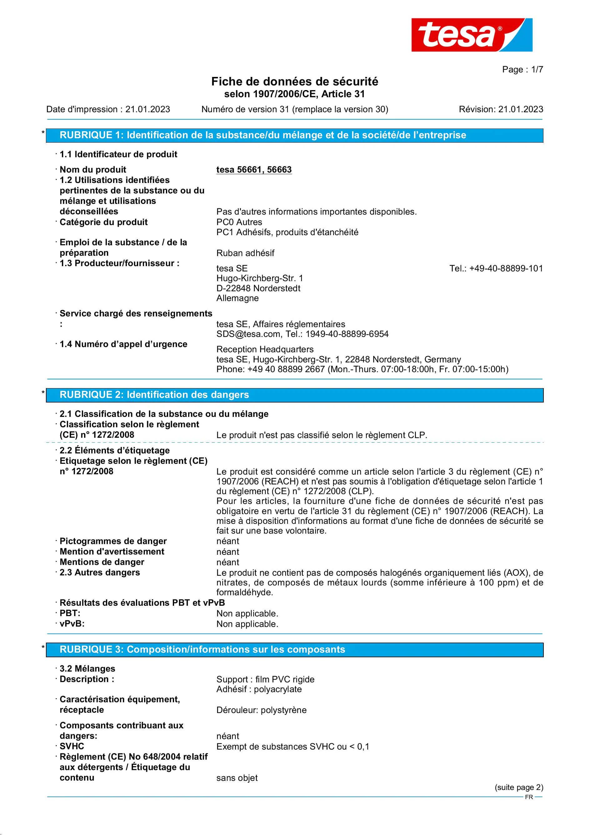 Safety data sheet_tesa® 56661_fr-FR_v31