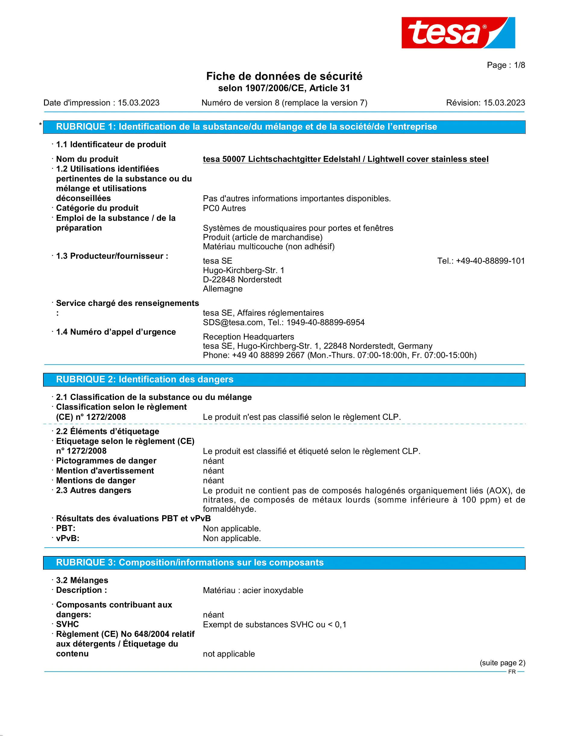 Safety data sheet_tesa® 50007_fr-FR_v8