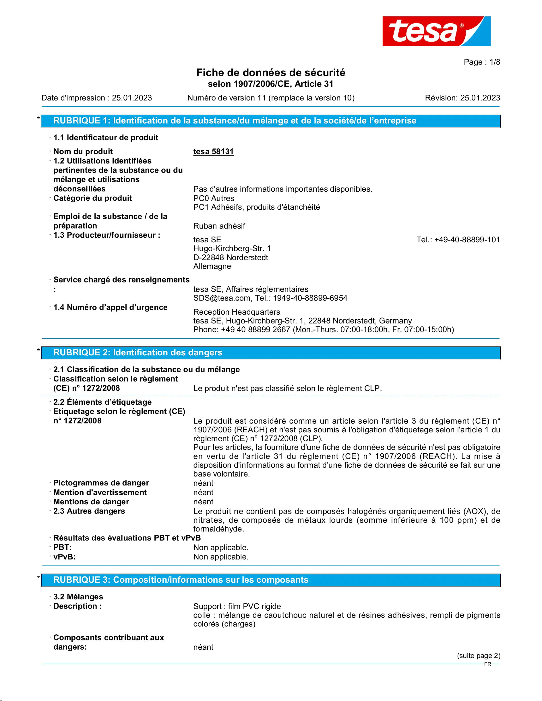 Safety data sheet_tesa® 58131_fr-FR_v11
