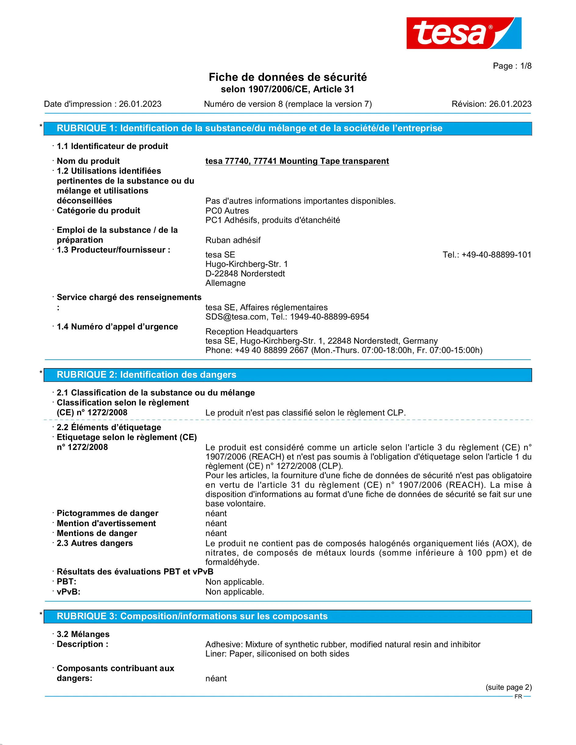 Safety data sheet_tesa® 77740_fr-FR_v8