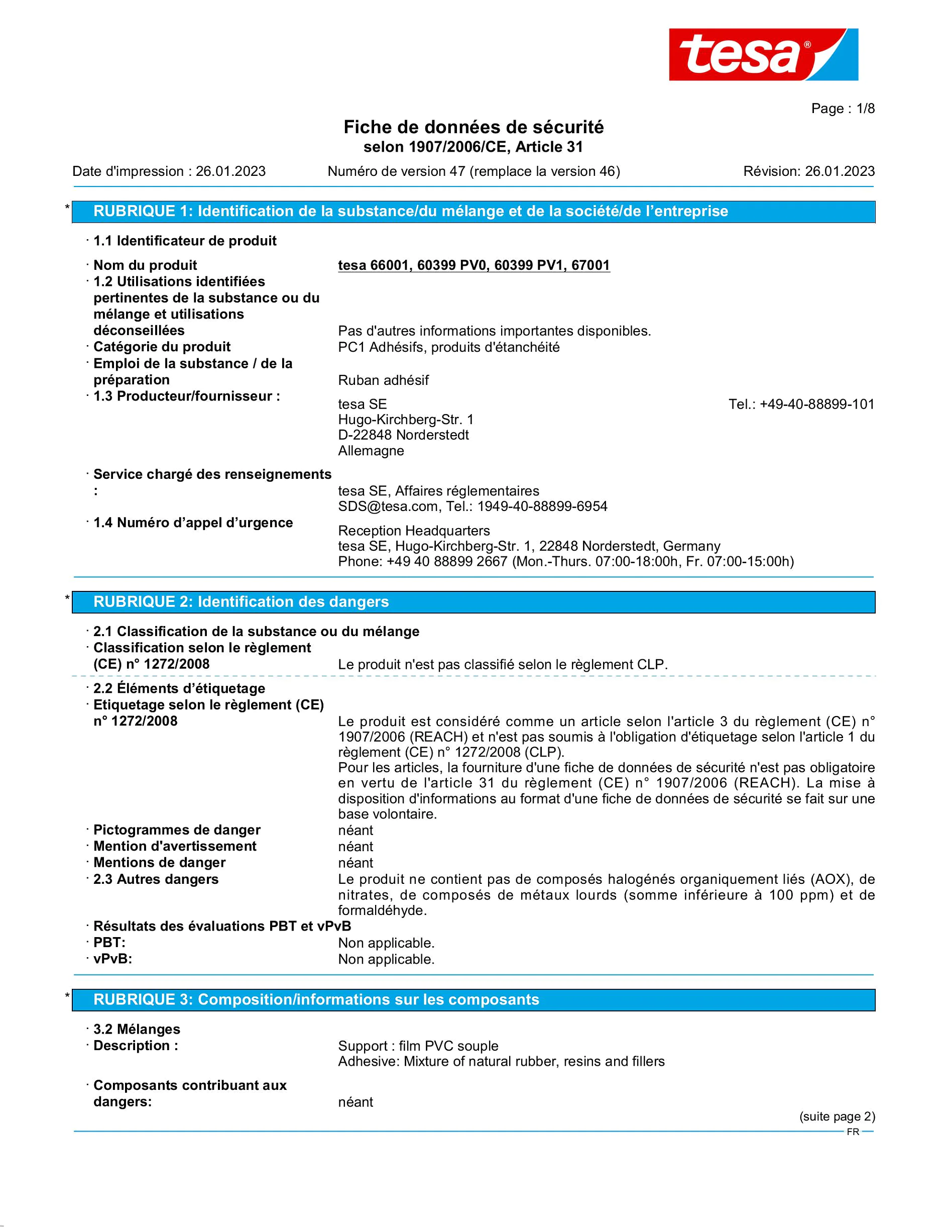 Safety data sheet_tesa® Professional 66001_fr-FR_v47