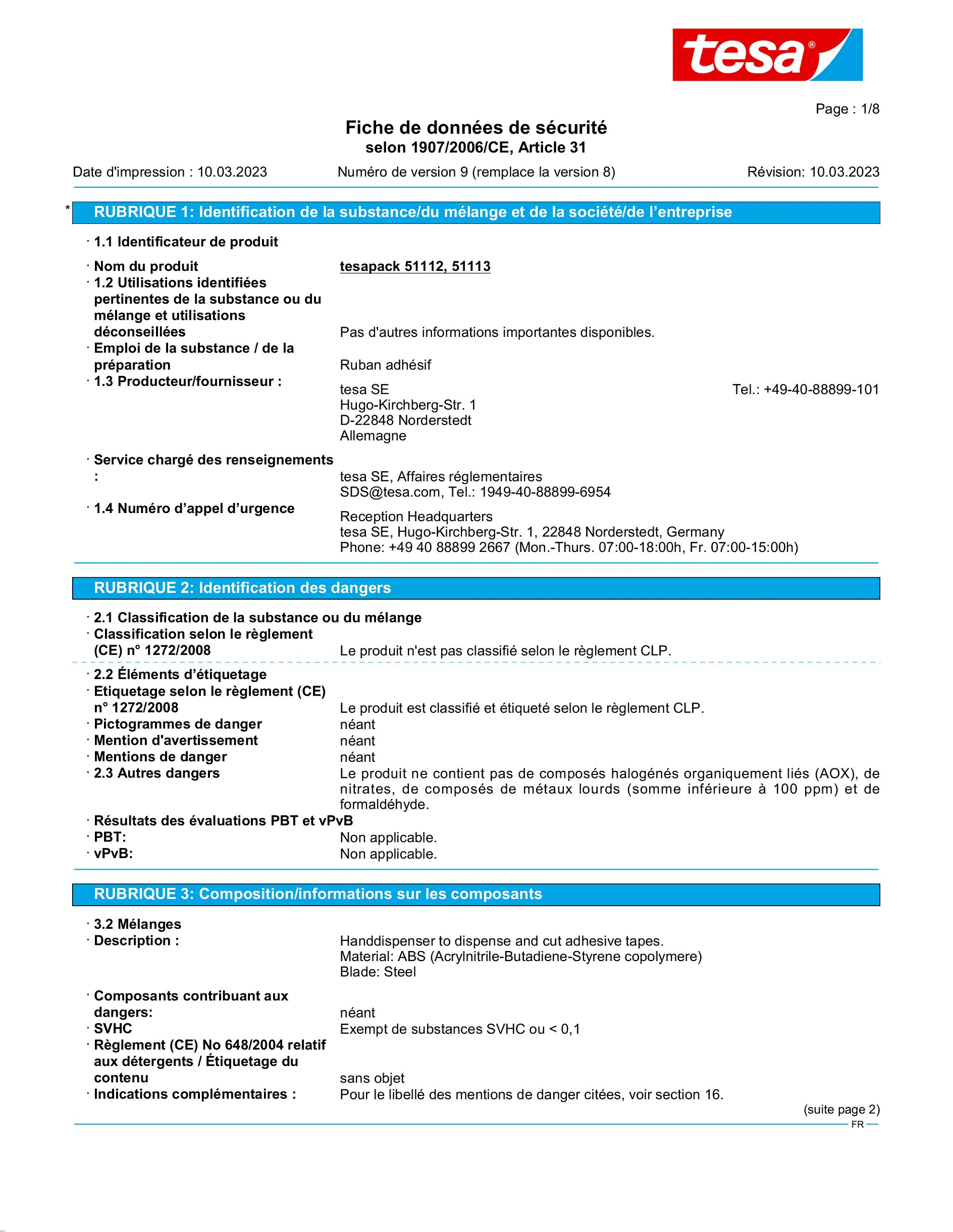 Safety data sheet_tesapack® 51113_fr-FR_v9