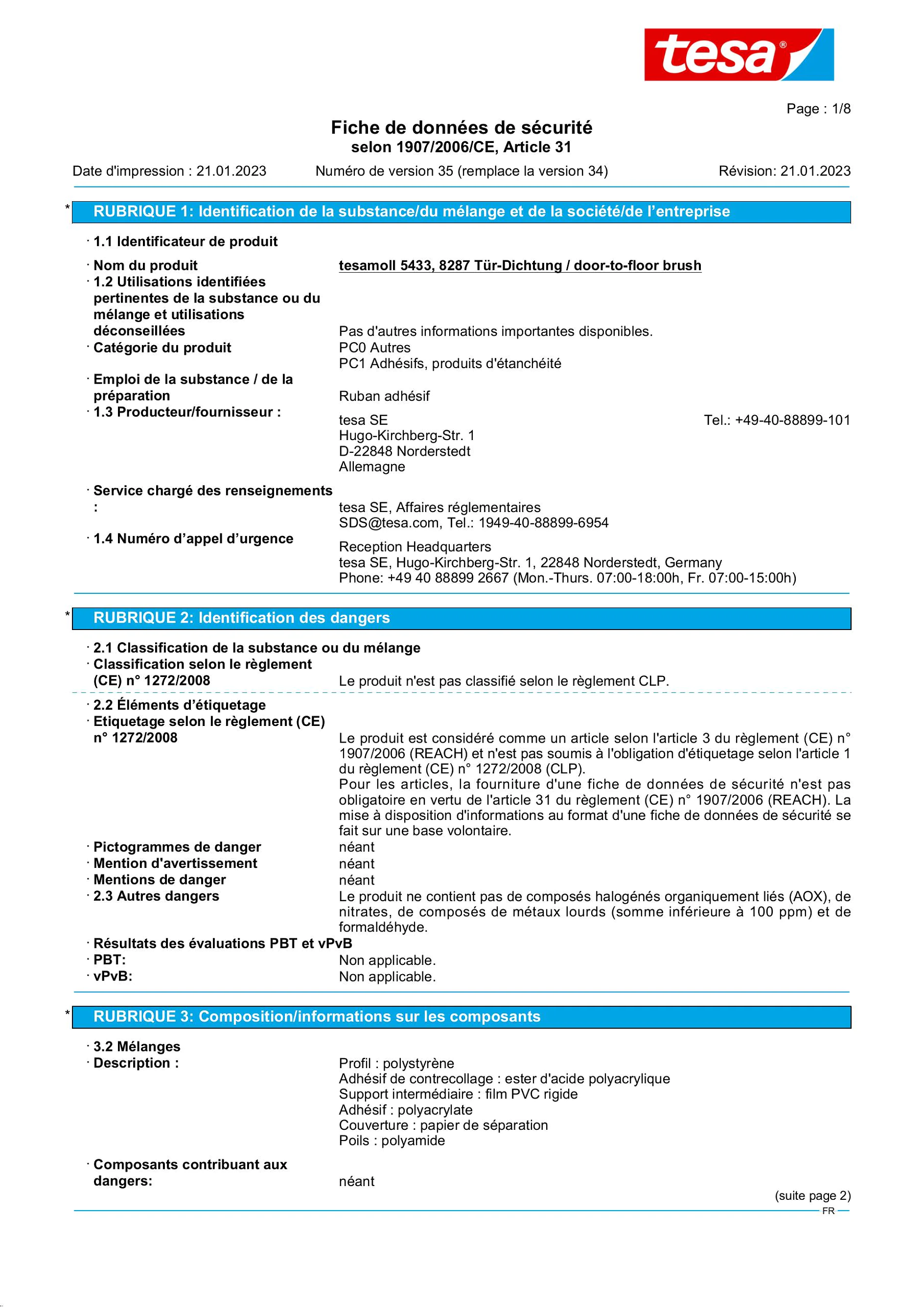 Safety data sheet_tesamoll® 05433_fr-FR_v35