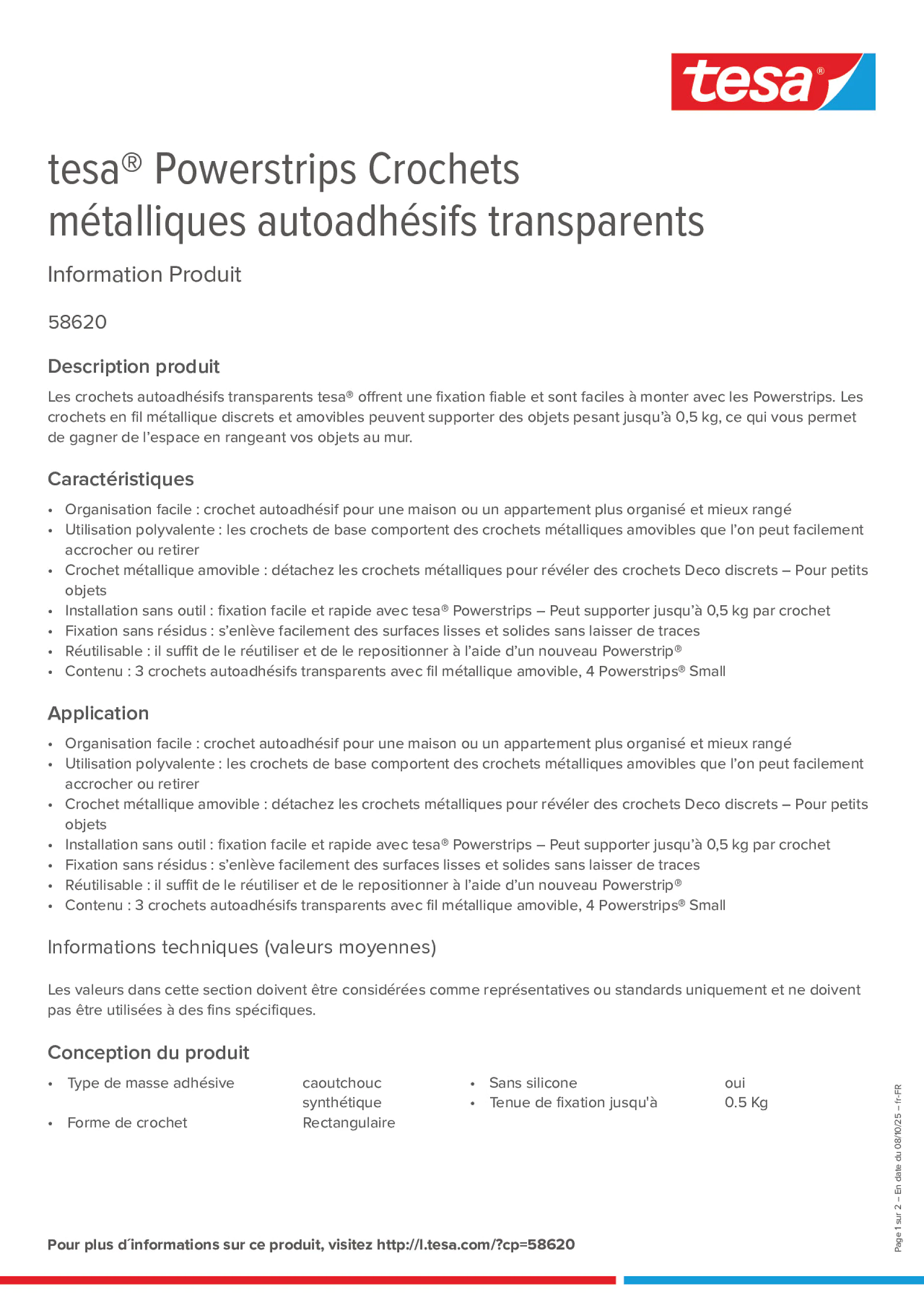Product information_tesa® Powerstrips 58620_fr-FR