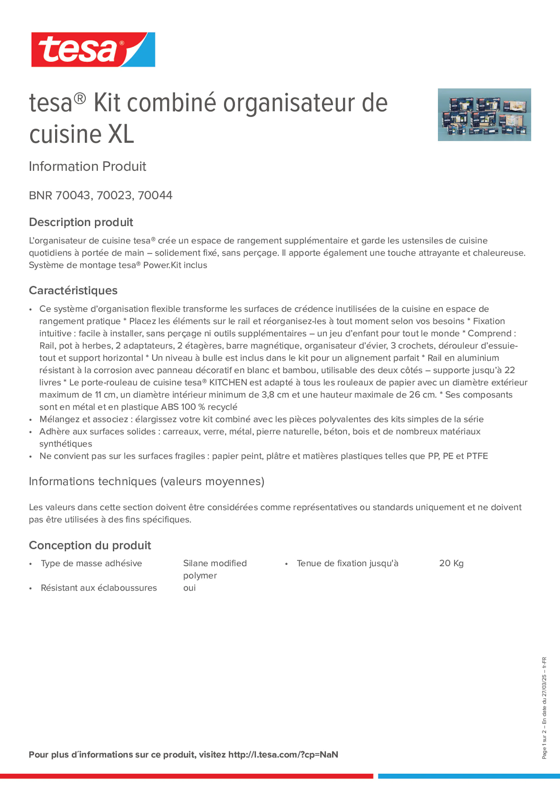 Product information_tesa® 70043_fr-FR Product information_tesa® 70043_fr-FR