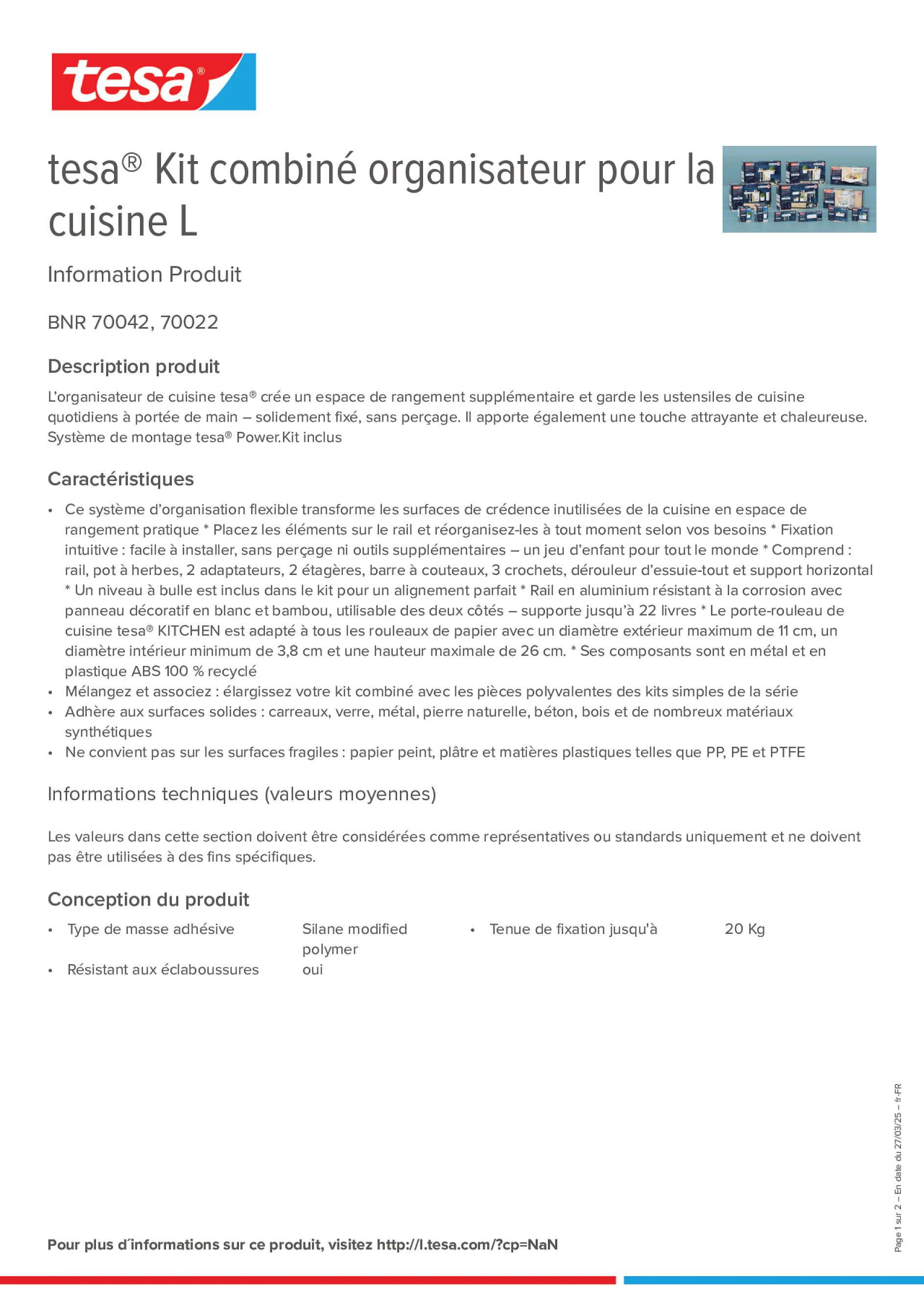 Product information_tesa® 70042_fr-FR Product information_tesa® 70042_fr-FR