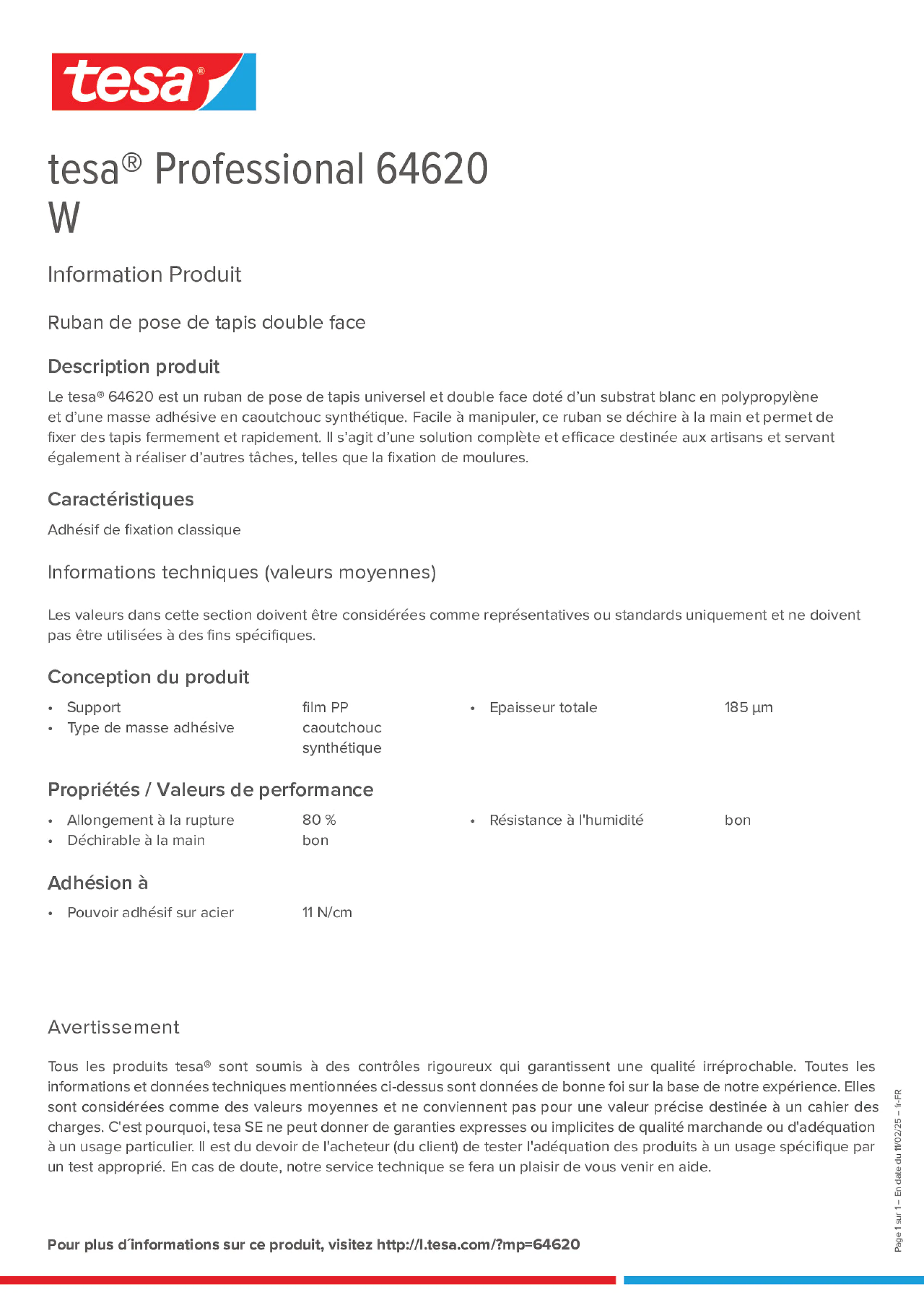 Product information_tesa® Professional 64620_fr-FR