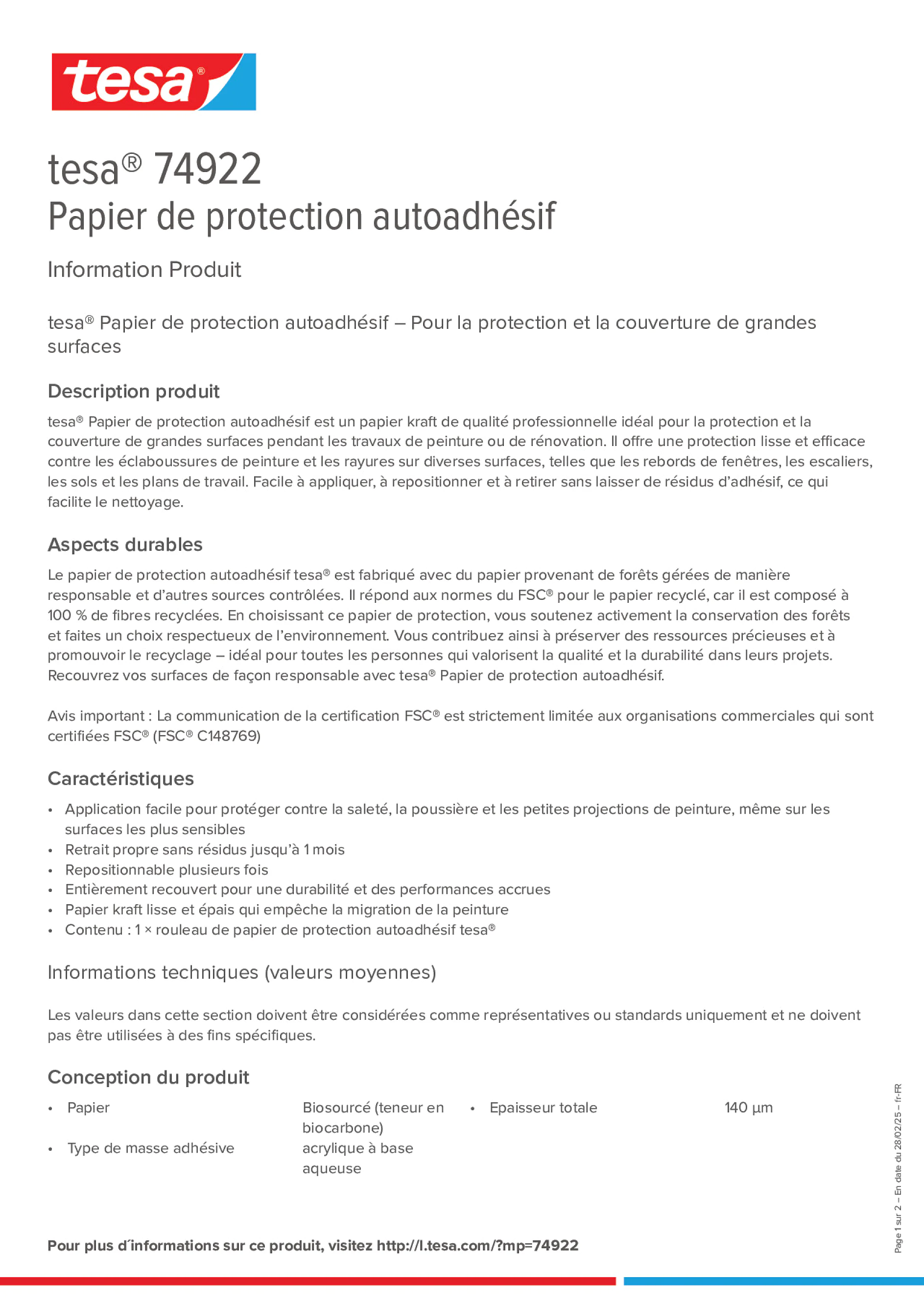 Product information_tesa® 74922_fr-FR