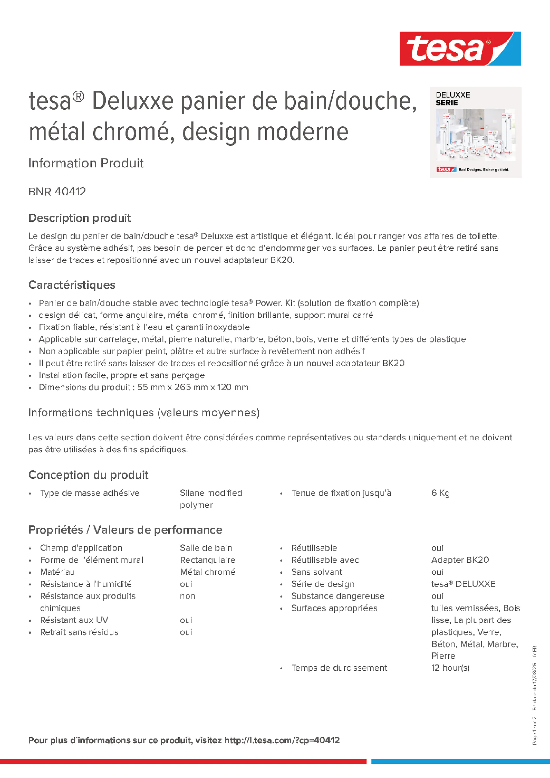 Product information_tesa® 40412_fr-FR Product information_tesa® 40412_fr-FR