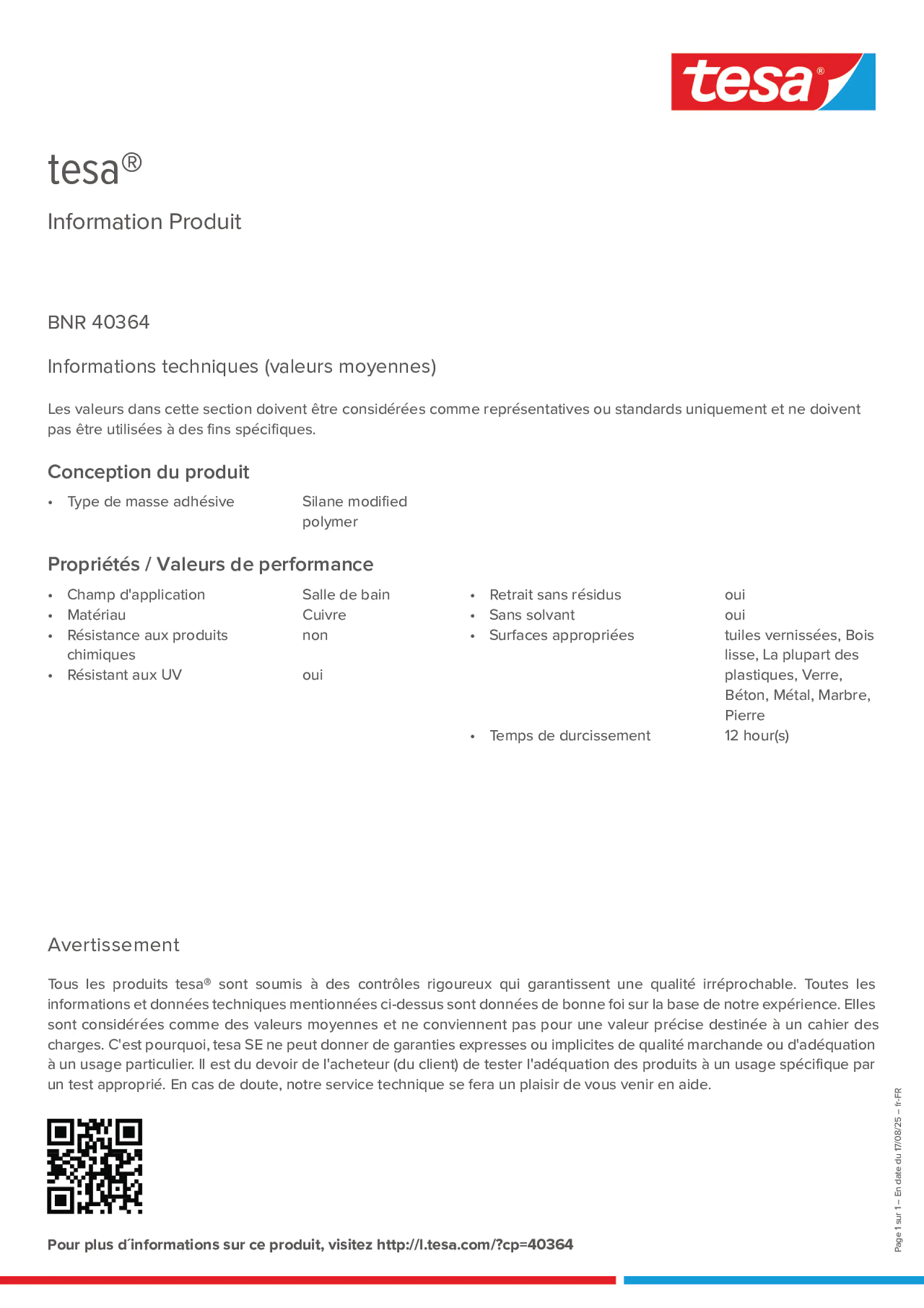 Product information_tesa® 40364_fr-FR