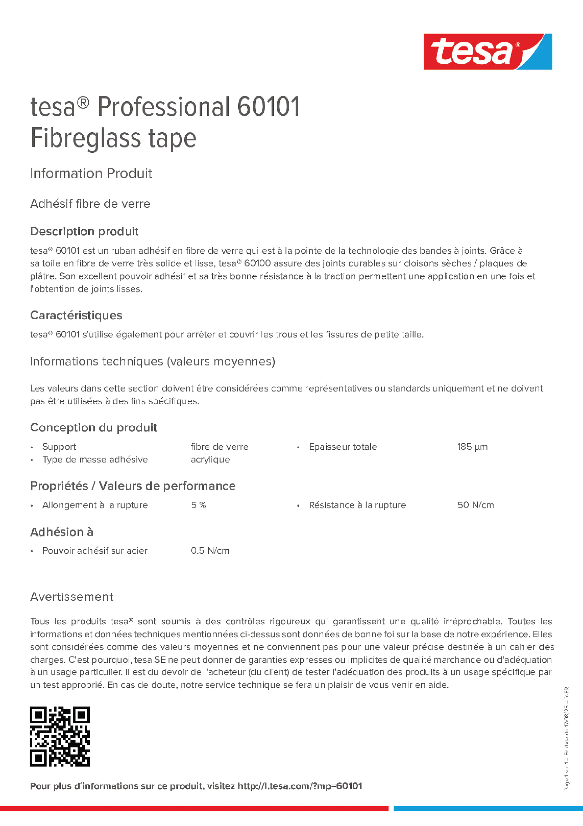 Product information_tesa® Professional 60101_fr-FR