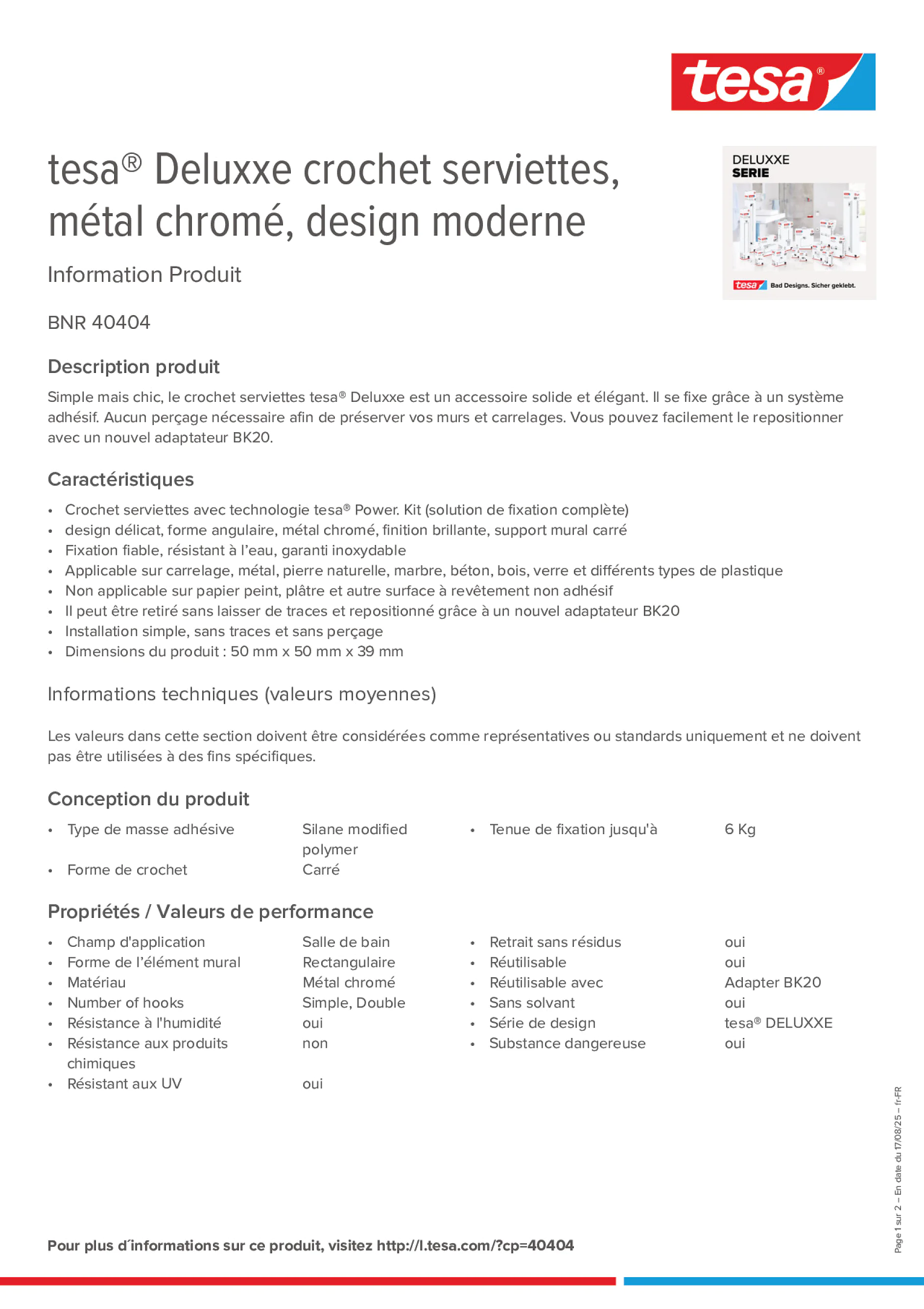 Product information_tesa® 40404_fr-FR Product information_tesa® 40404_fr-FR