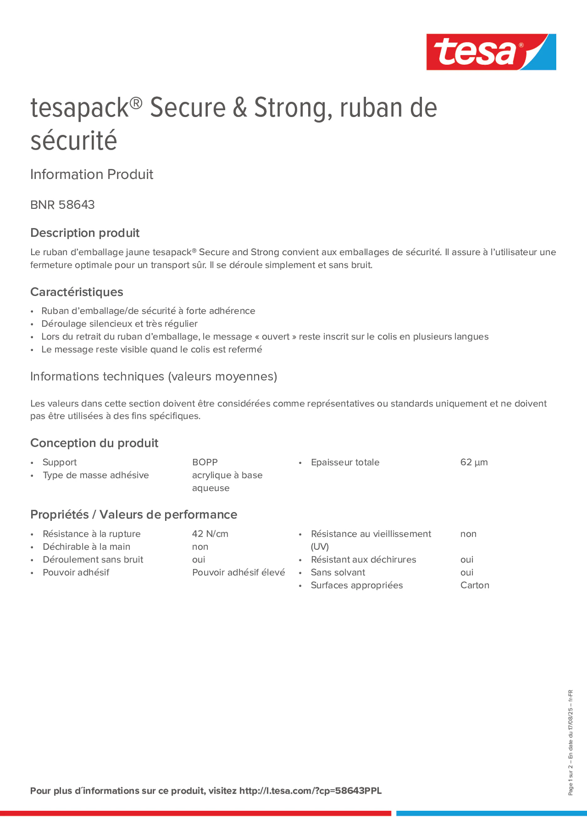 Product information_tesapack® 58643_fr-FR