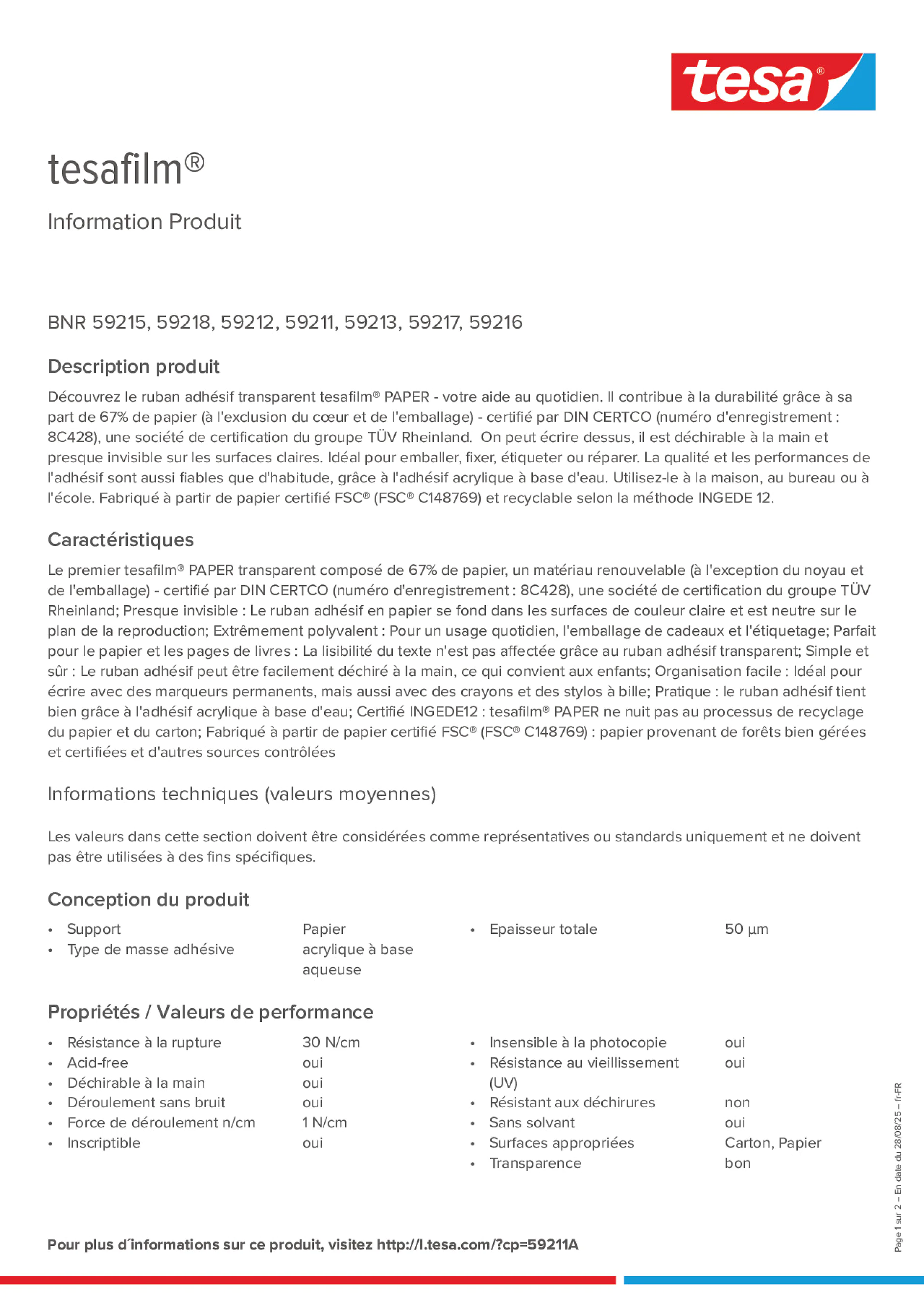 Product information_tesafilm® 59215_fr-FR