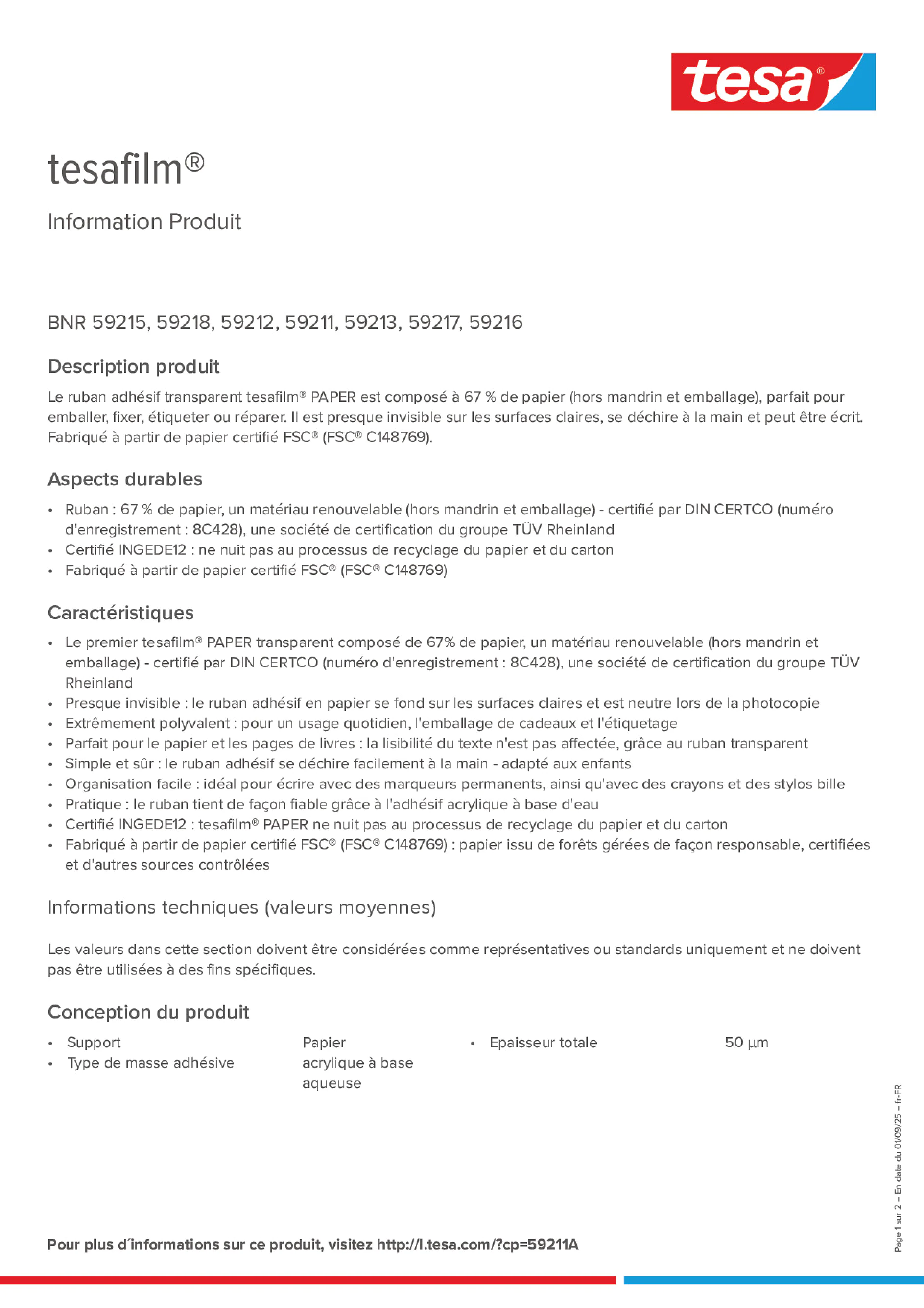 Product information_tesafilm® 59215_fr-FR