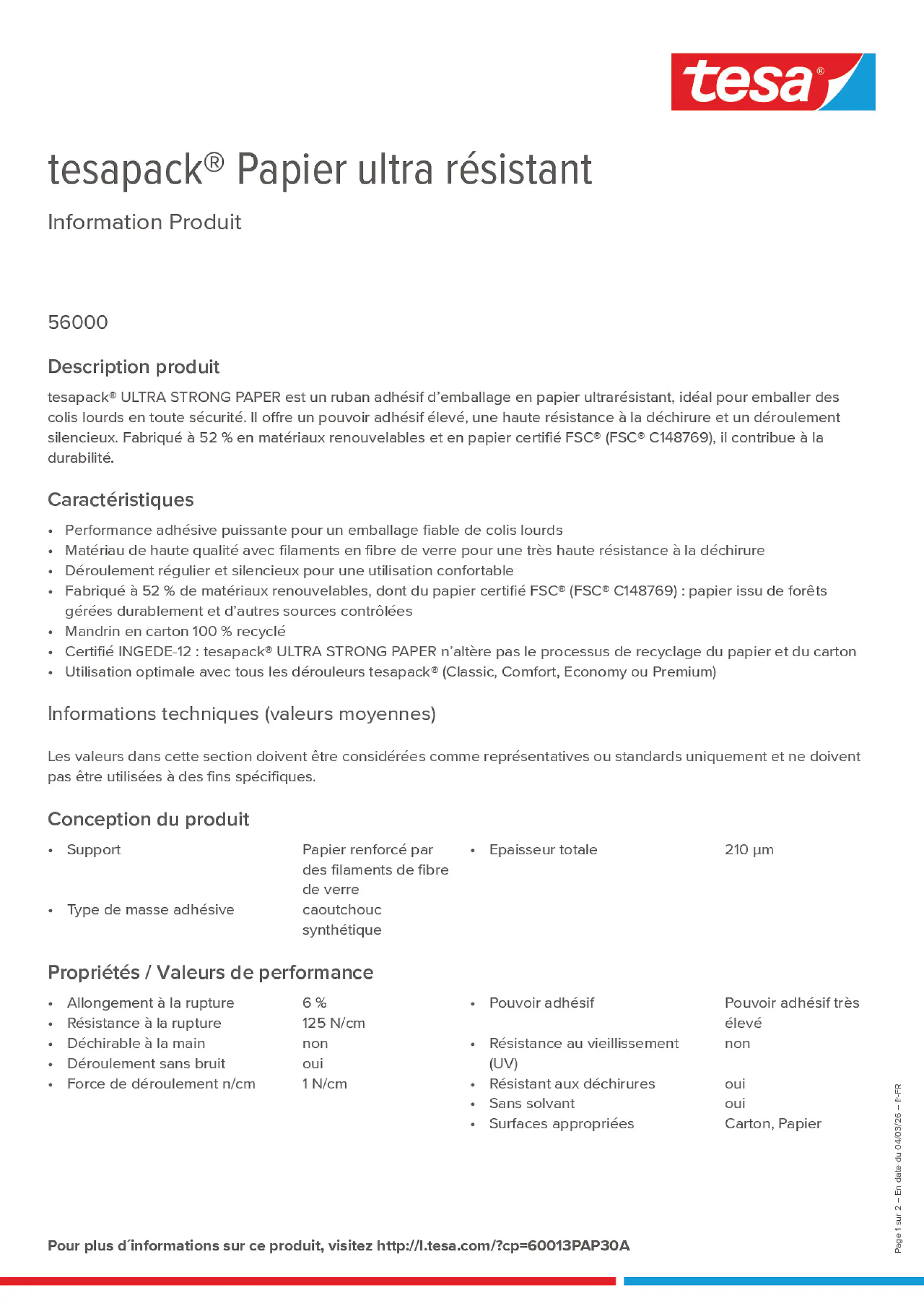 Product information_tesapack® 60013PAP30A_fr-FR