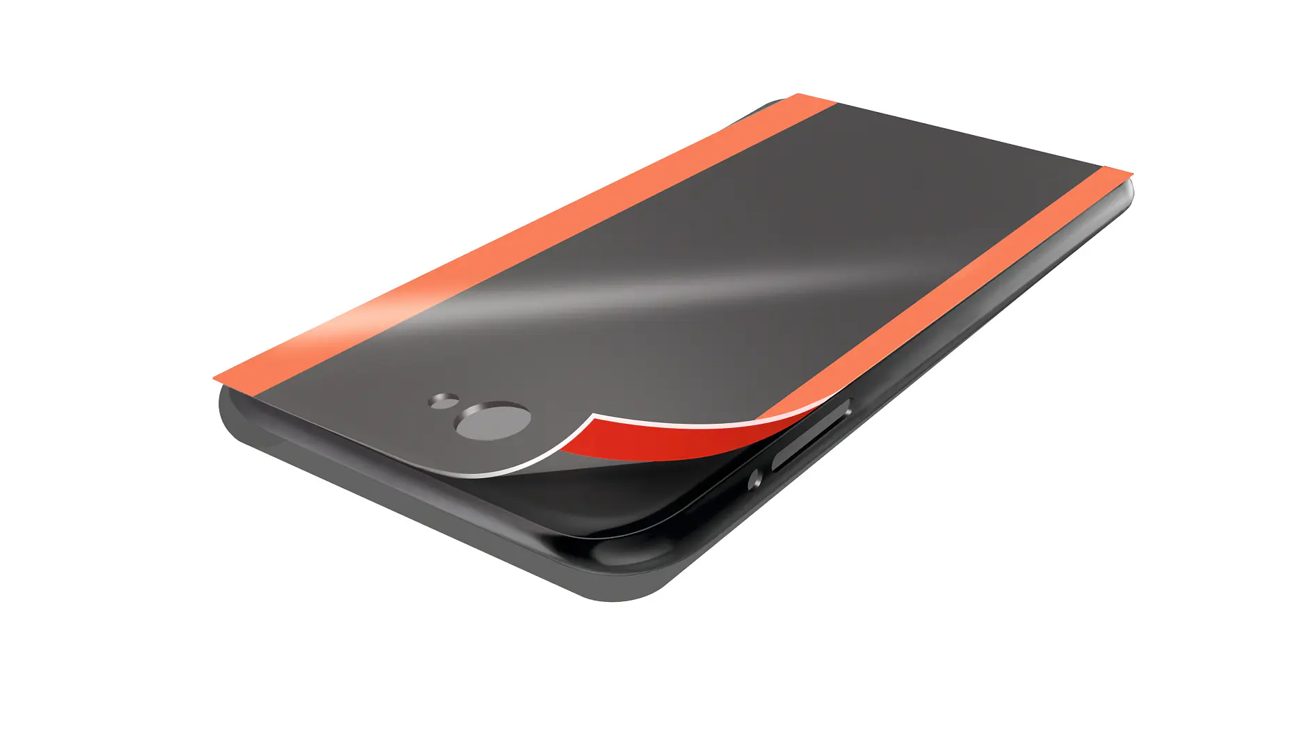 Protecteur d'écran de marque tesa partiellement décollé d'un smartphone, présenté sur un fond bleu clair (This text has been generated by AI)