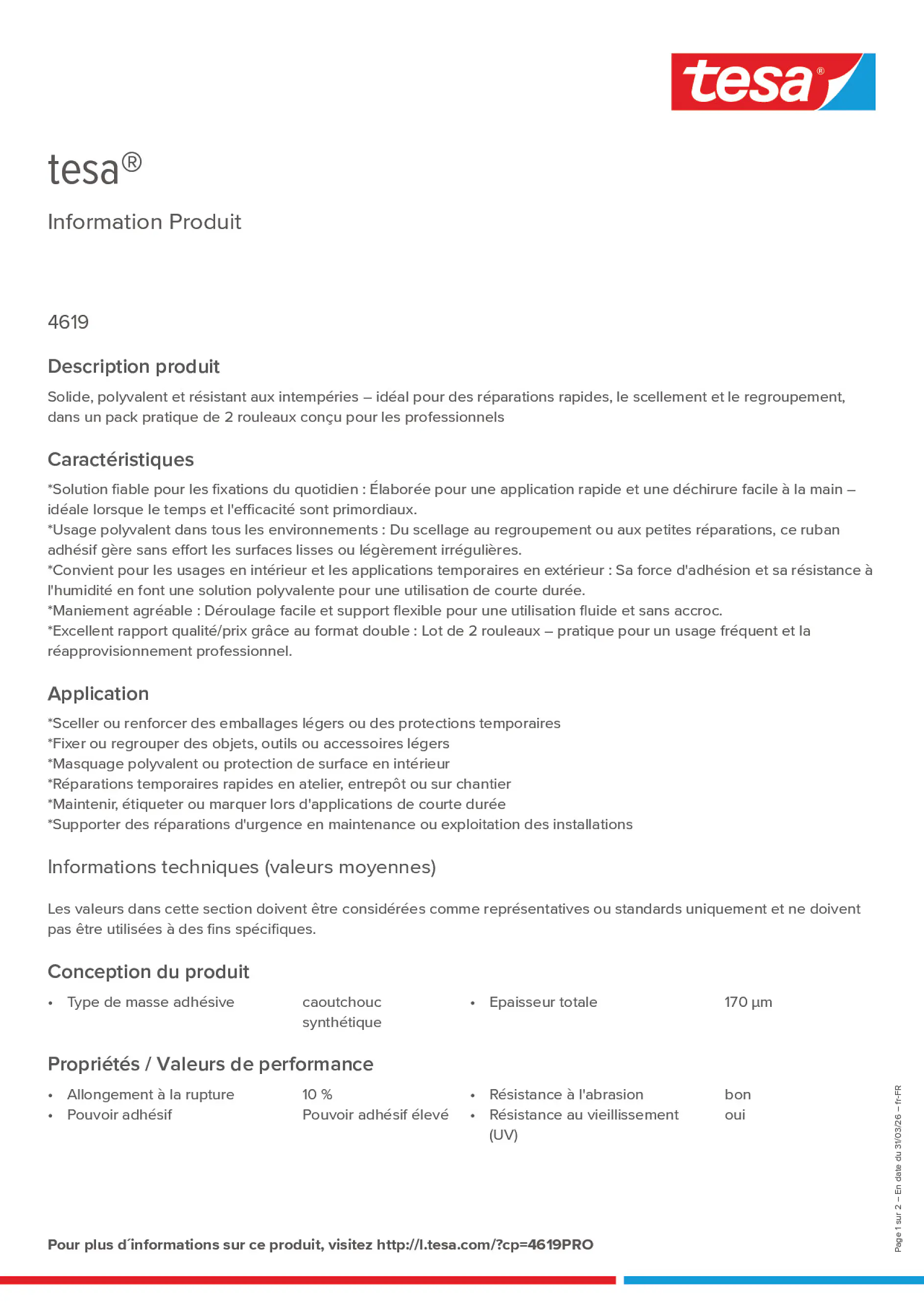 Product information_tesa® 4619PRO_fr-FR
