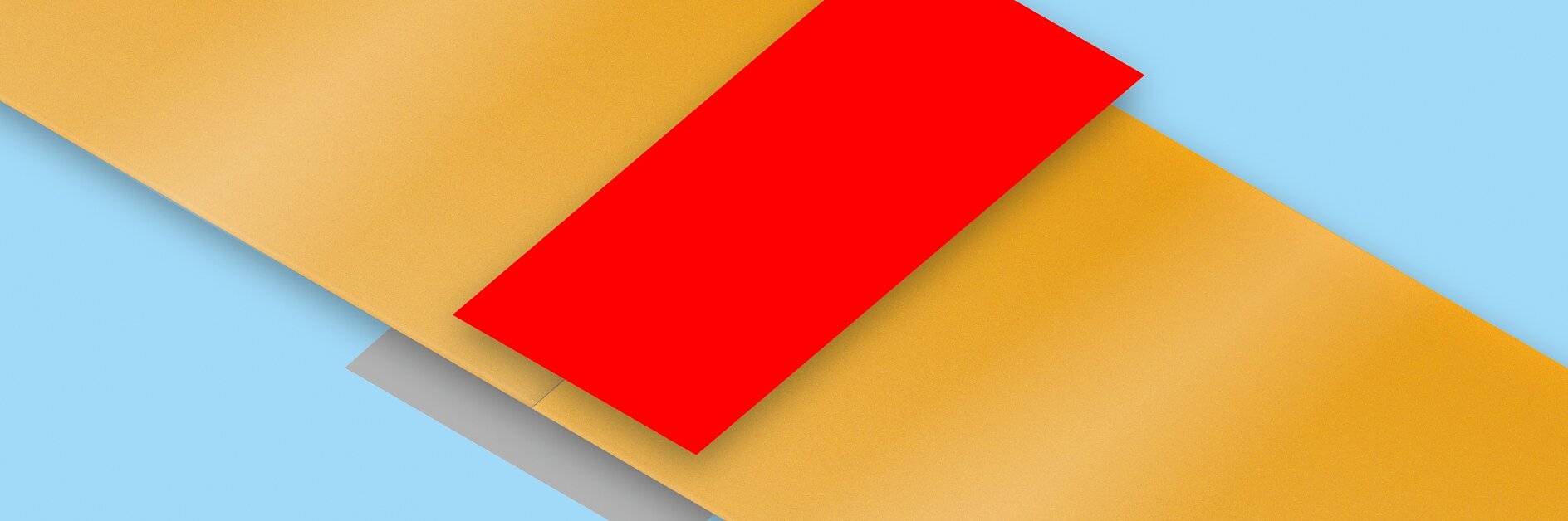 A red rectangle is positioned diagonally over a wide orange band against a light blue background. A small gray rectangle is partially visible beneath the tesa tape band.