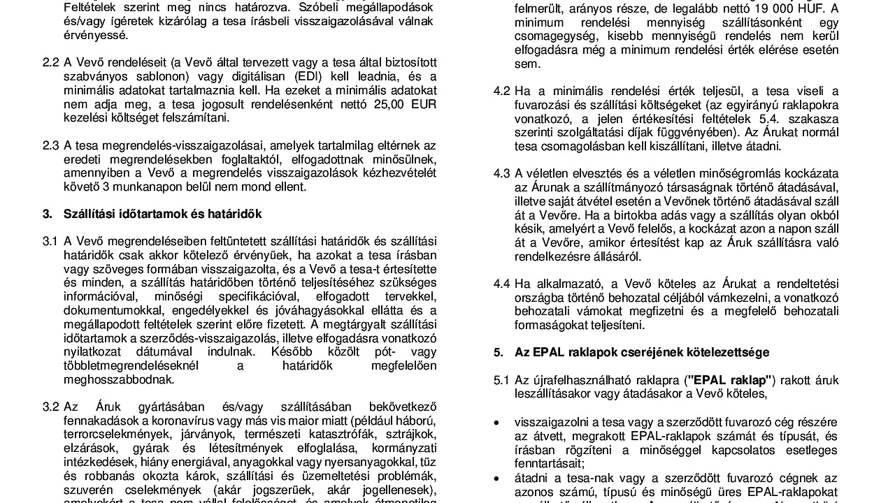 Eladási és szállítási feltételek - tesa tape Kft.