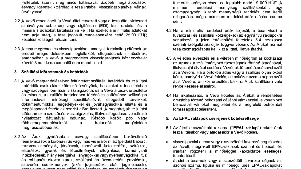 Eladási és szállítási feltételek - tesa tape Kft.