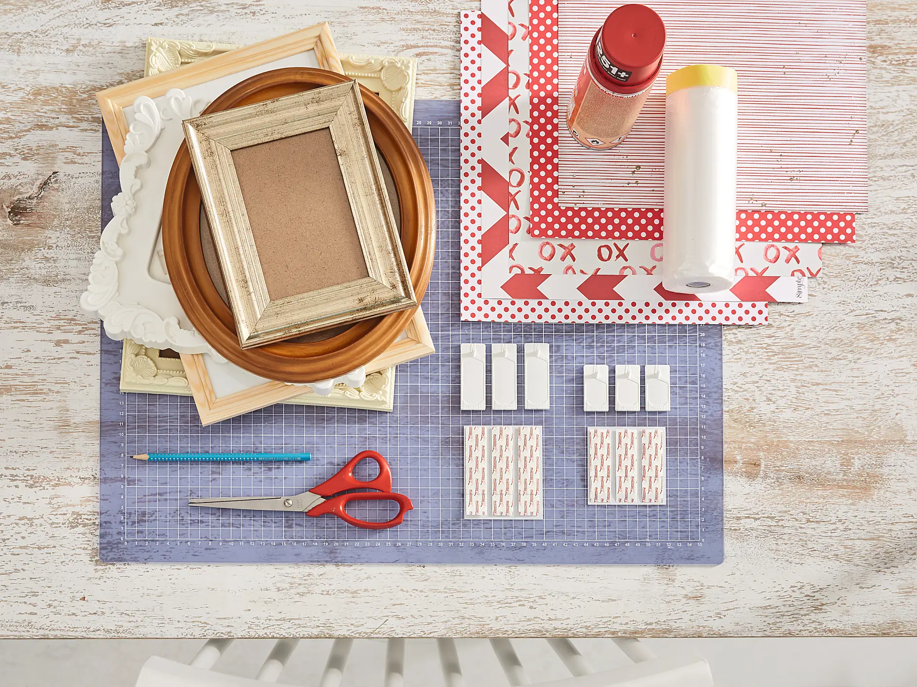 Overview of materials needed for a DIY gallery wall for kids