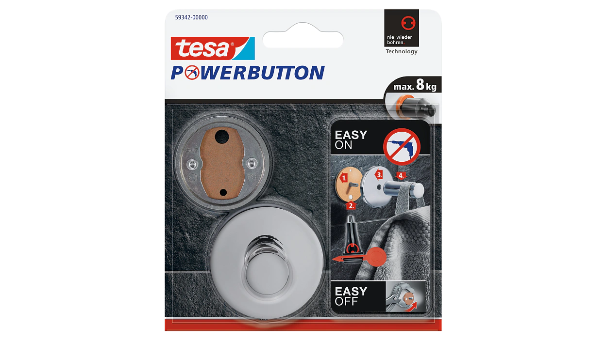 [en-en] tesa Powerbutton PREMIUM hook chromed