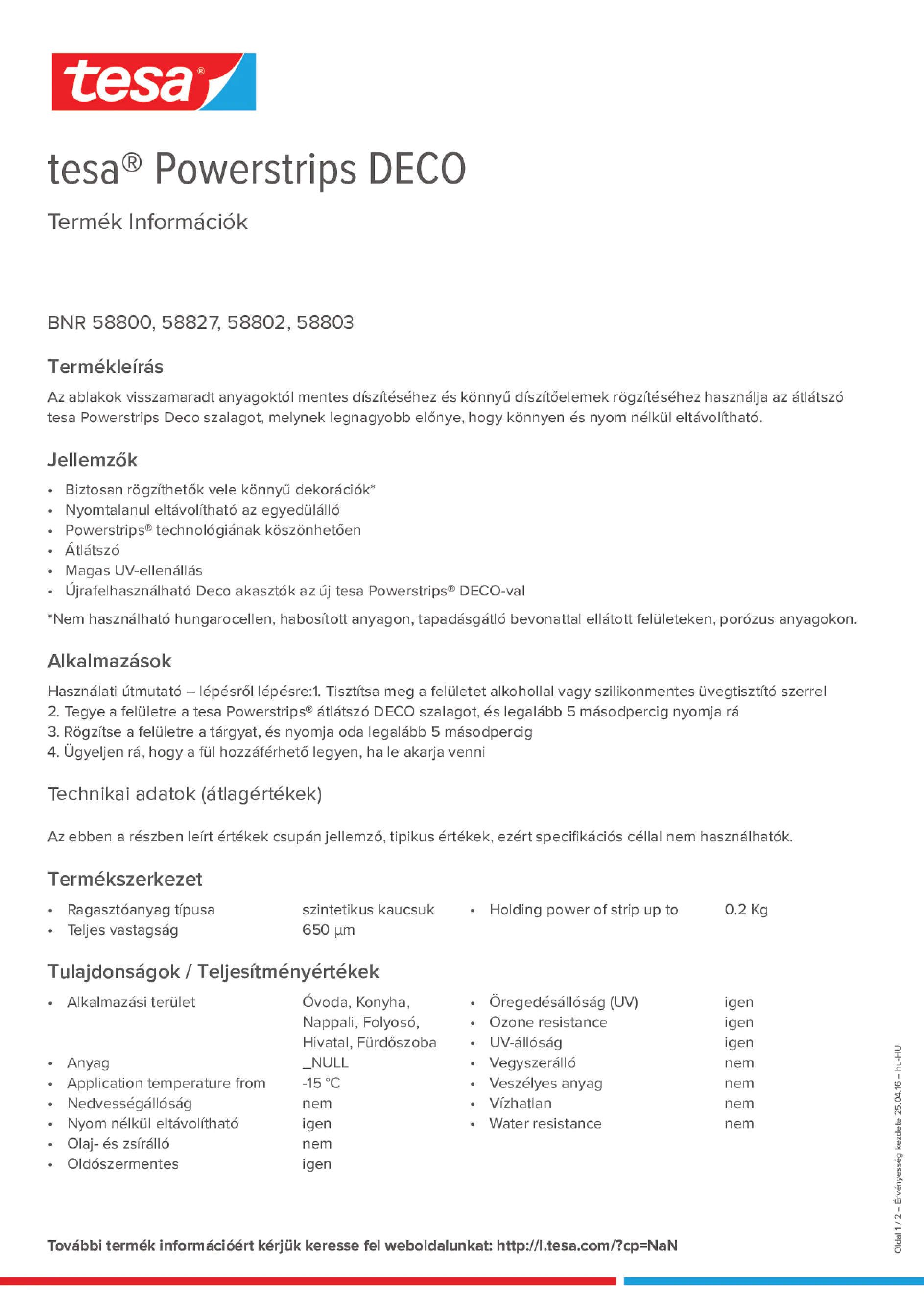 Product information_tesa® Powerstrips 58800_hu-HU