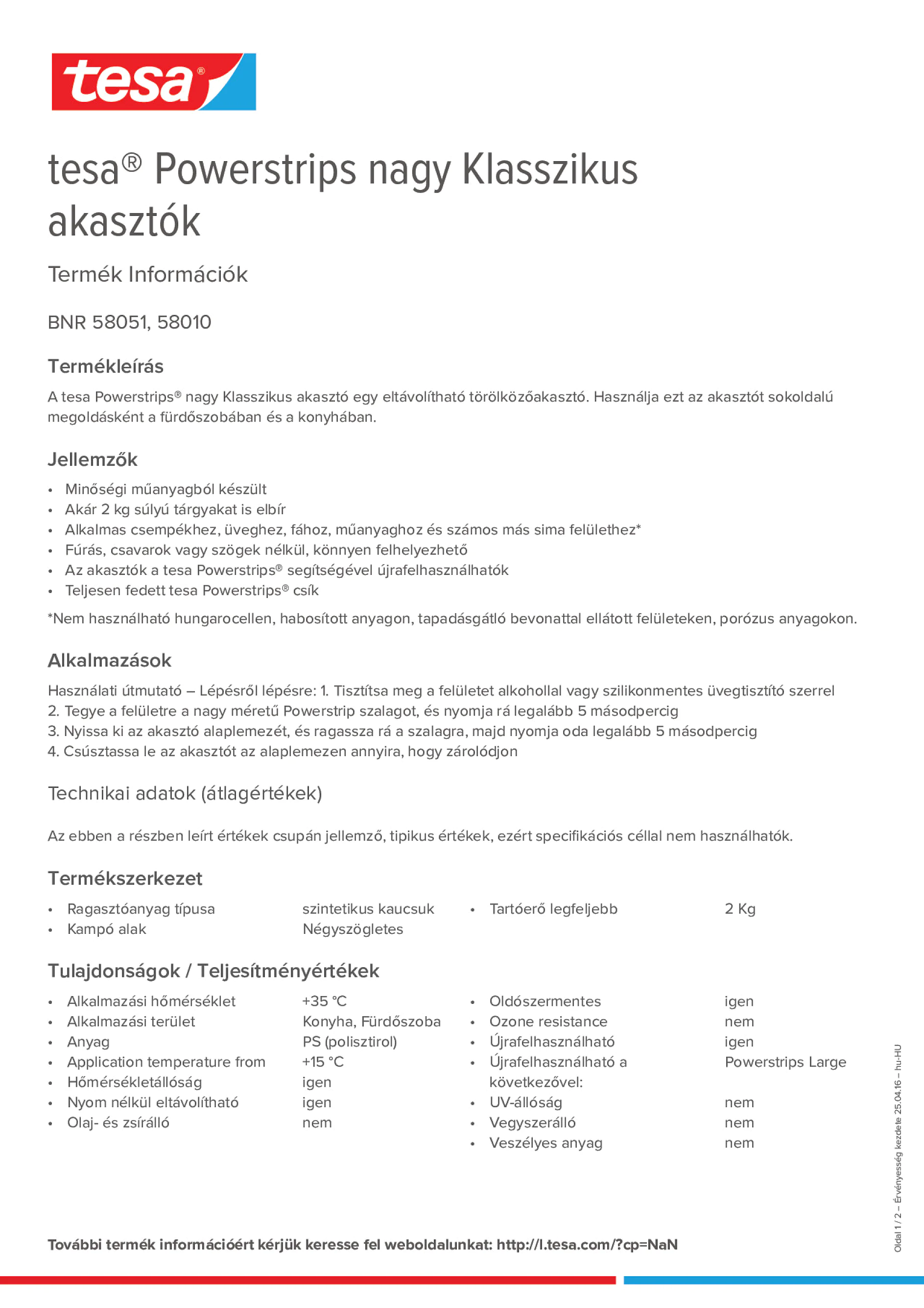 Product information_tesa® Powerstrips 58051_hu-HU