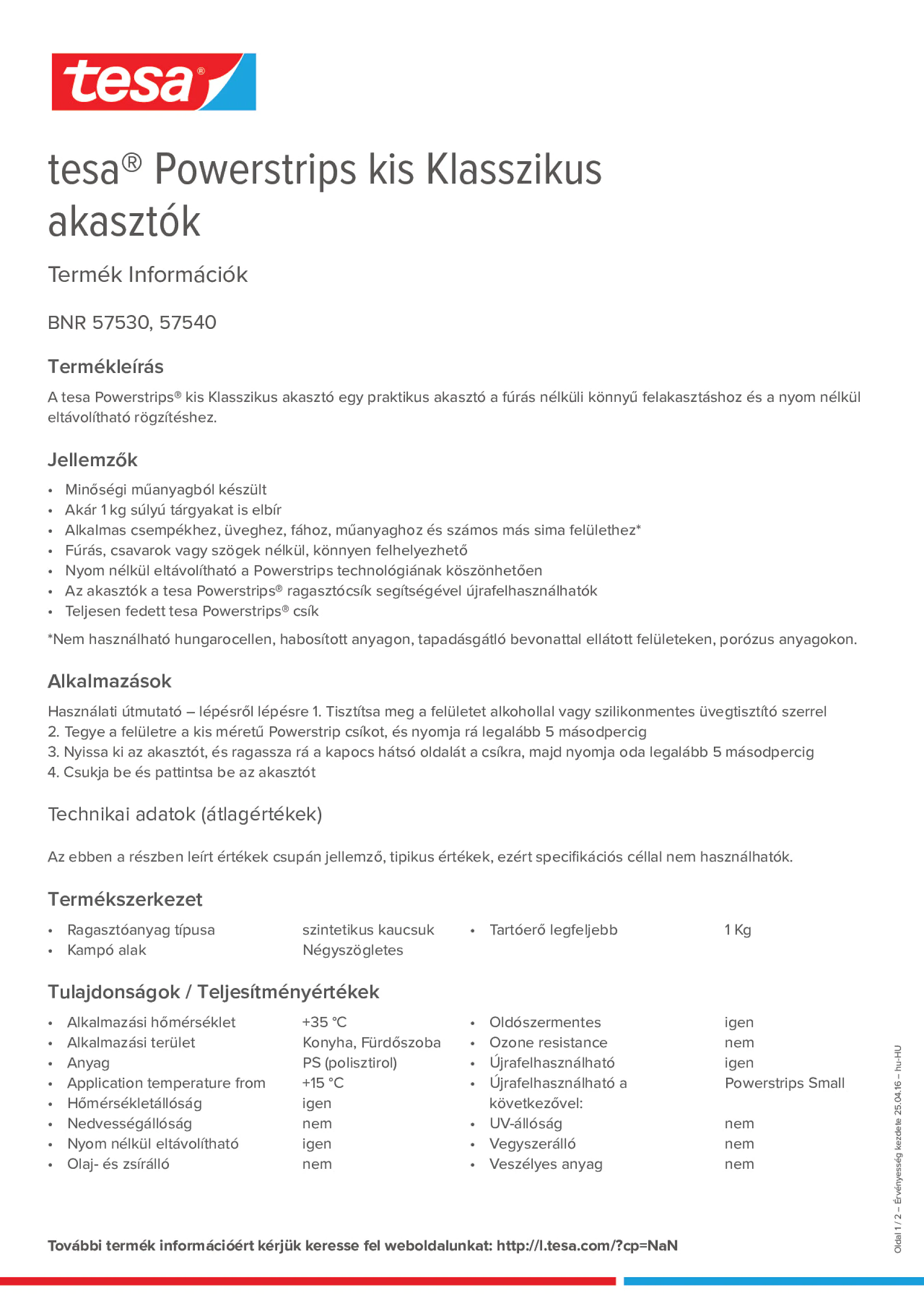 Product information_tesa® Powerstrips 57530_hu-HU