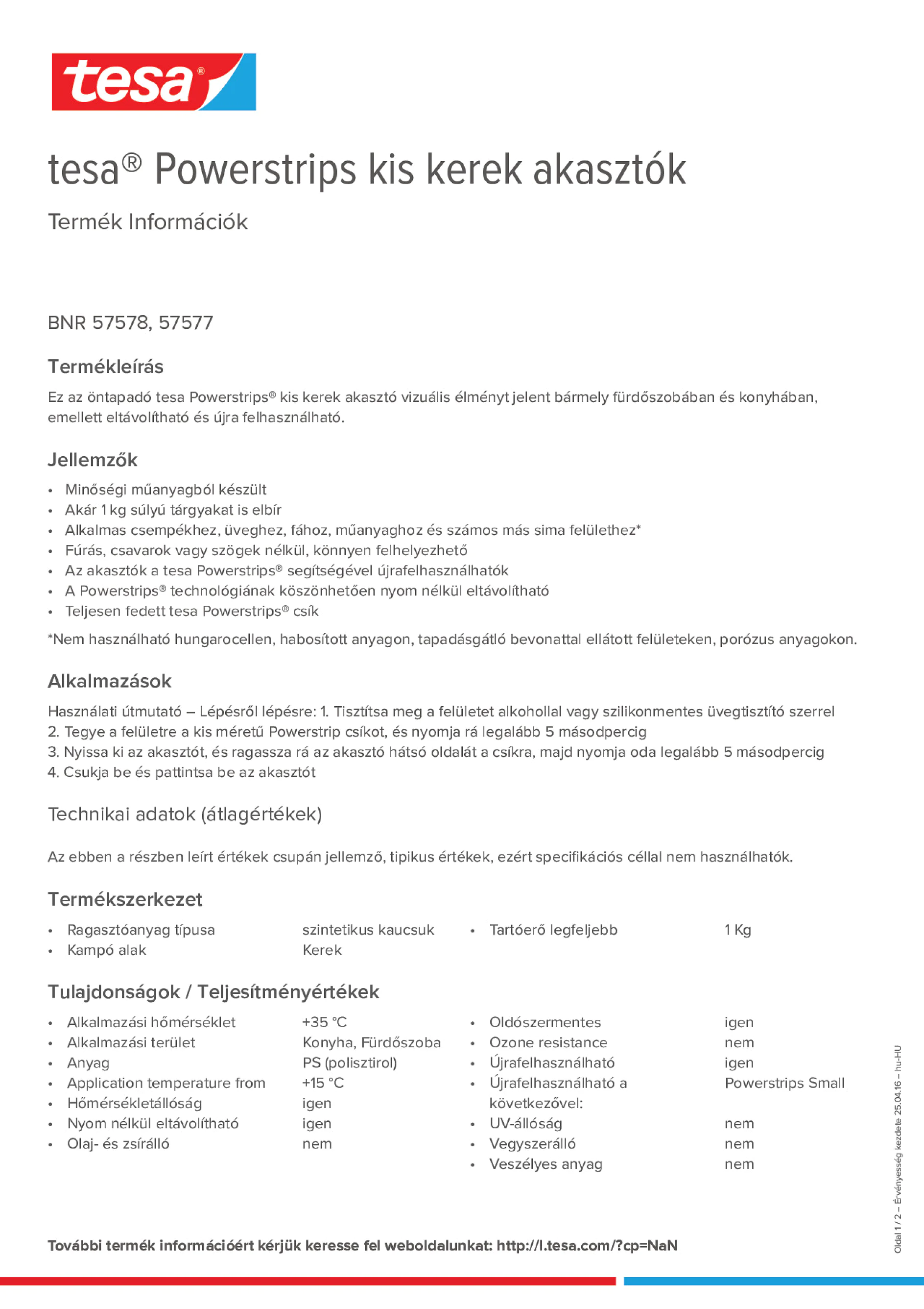 Product information_tesa® Powerstrips 57578_hu-HU