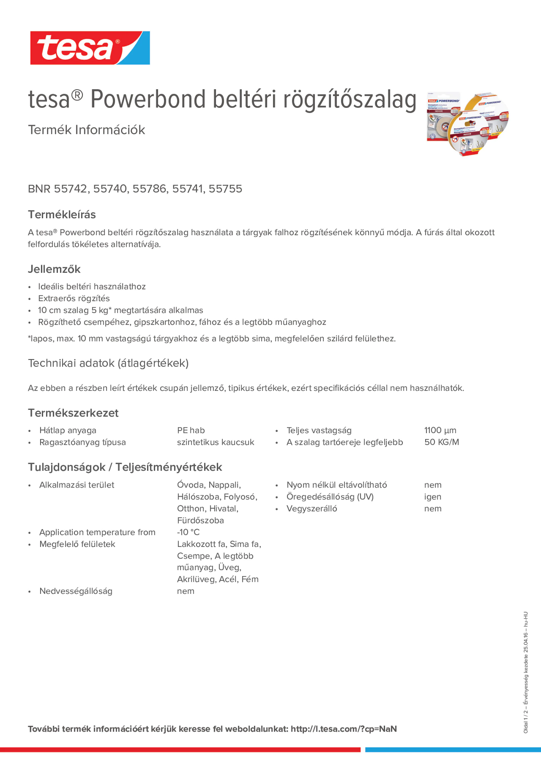 Product information_tesa® Powerbond 55740_hu-HU