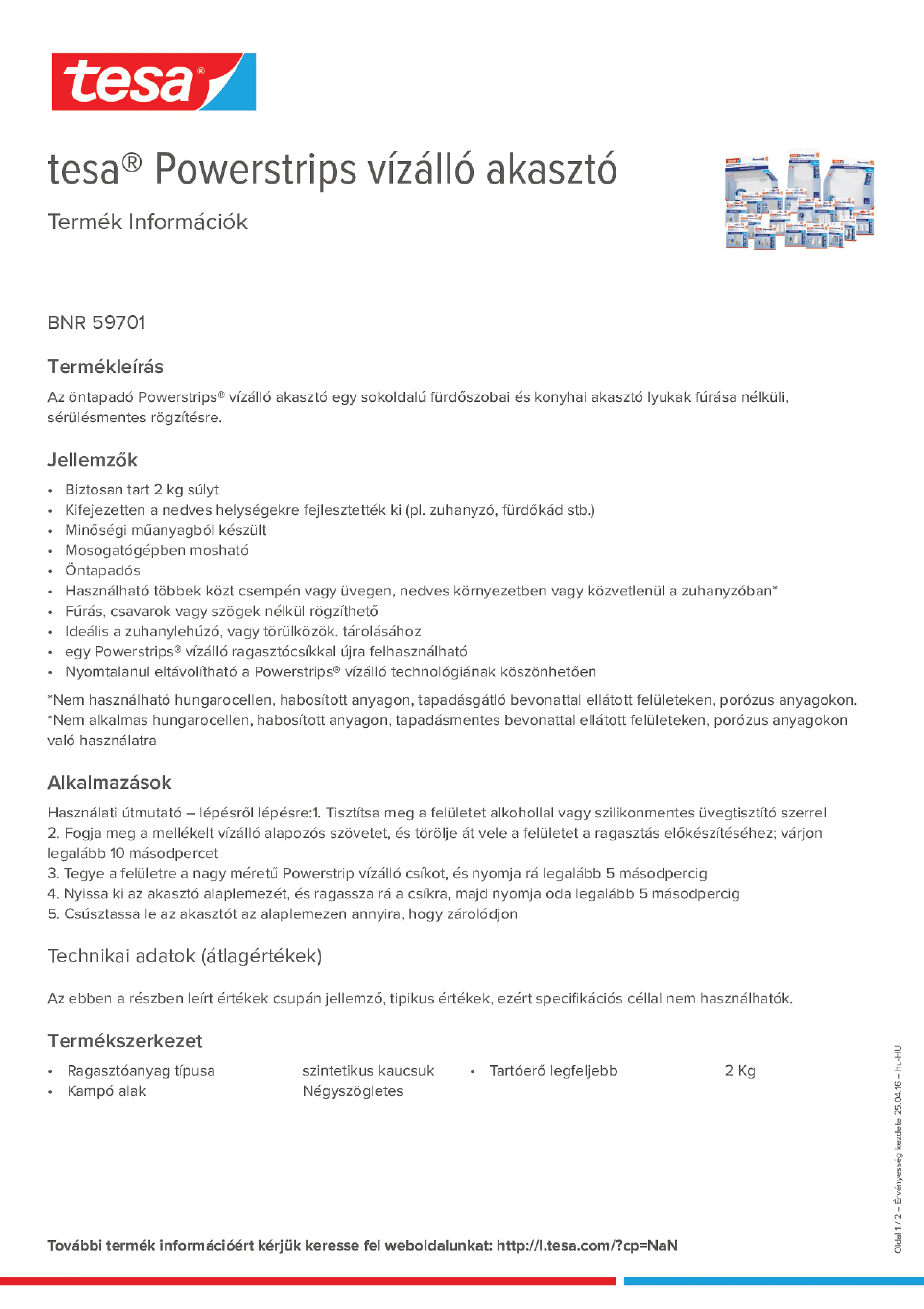Product information_tesa® Powerstrips 59701_hu-HU